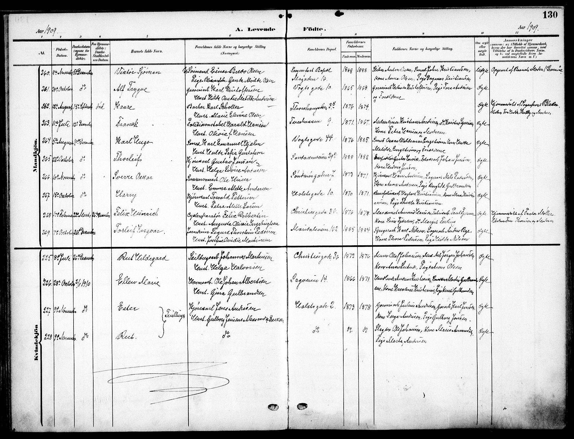 Sagene prestekontor Kirkebøker, AV/SAO-A-10796/F/L0007: Ministerialbok nr. 7, 1905-1915, s. 130
