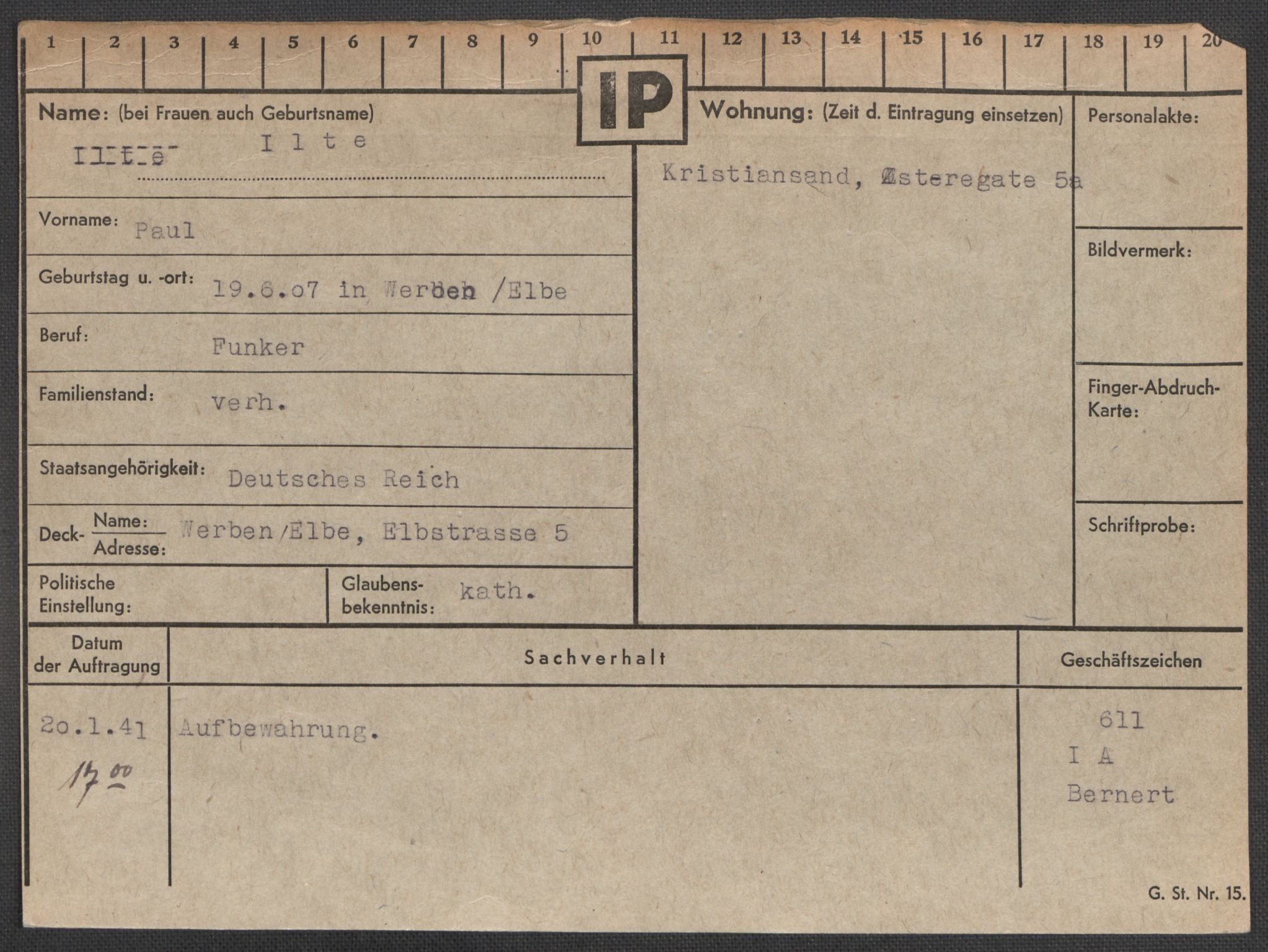 Befehlshaber der Sicherheitspolizei und des SD, RA/RAFA-5969/E/Ea/Eaa/L0005: Register over norske fanger i Møllergata 19: Hø-Kj, 1940-1945, s. 124