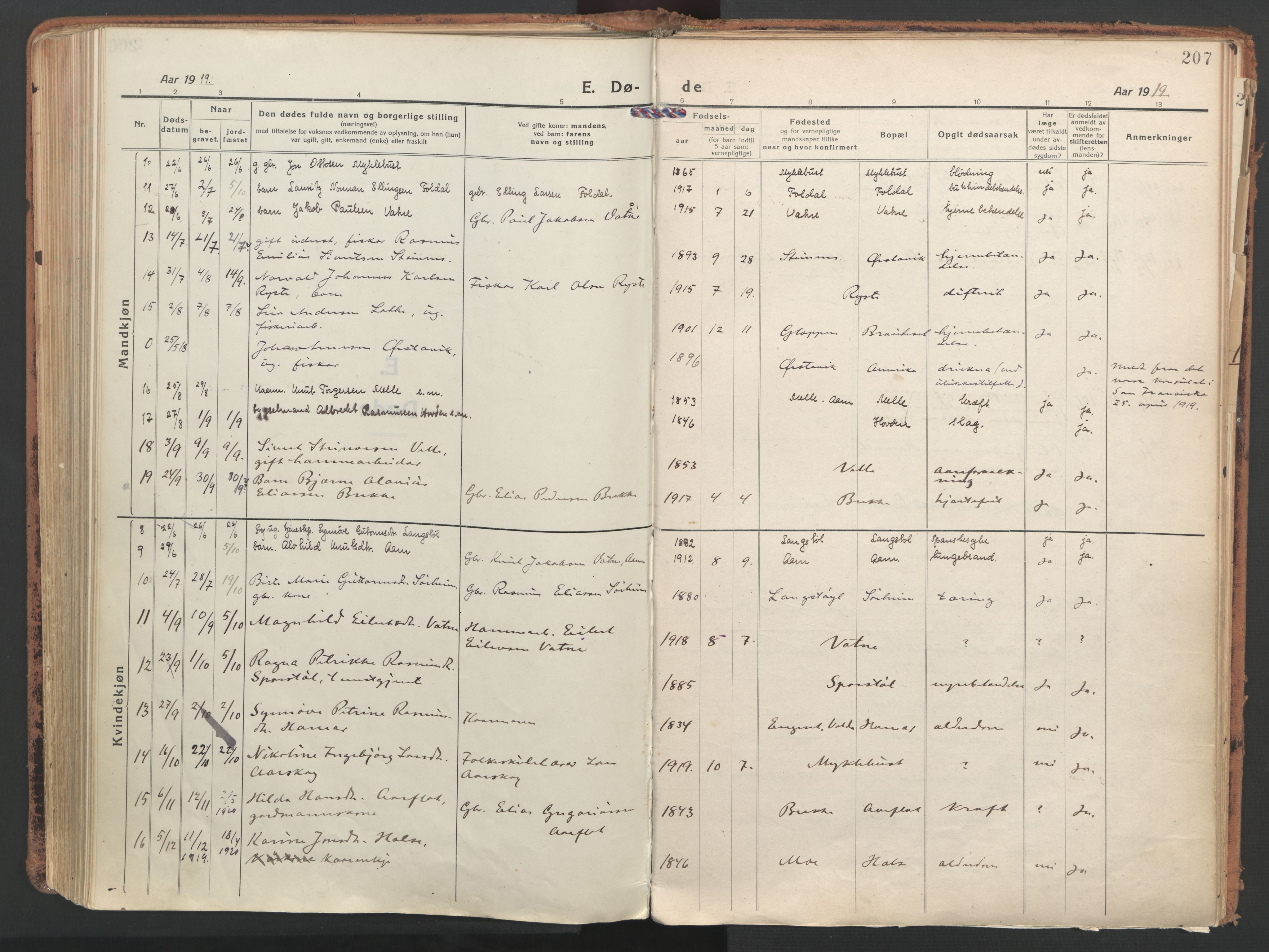 Ministerialprotokoller, klokkerbøker og fødselsregistre - Møre og Romsdal, SAT/A-1454/513/L0180: Ministerialbok nr. 513A07, 1919-1929, s. 207