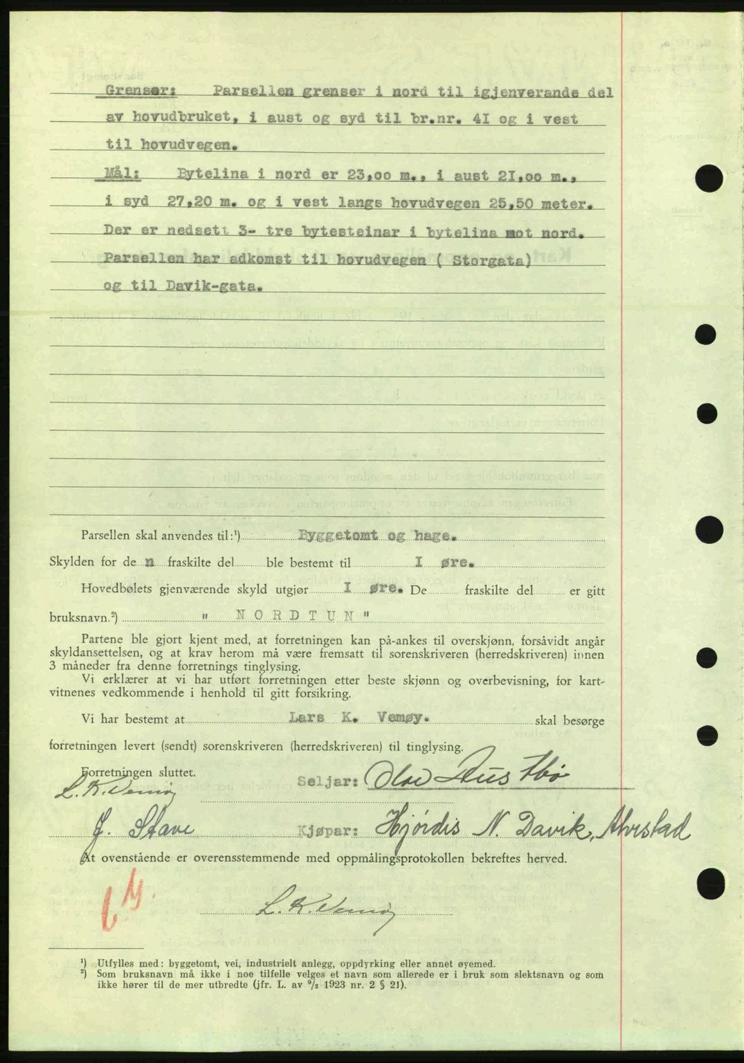 Nordre Sunnmøre sorenskriveri, AV/SAT-A-0006/1/2/2C/2Ca: Pantebok nr. A20a, 1945-1945, Dagboknr: 793/1945