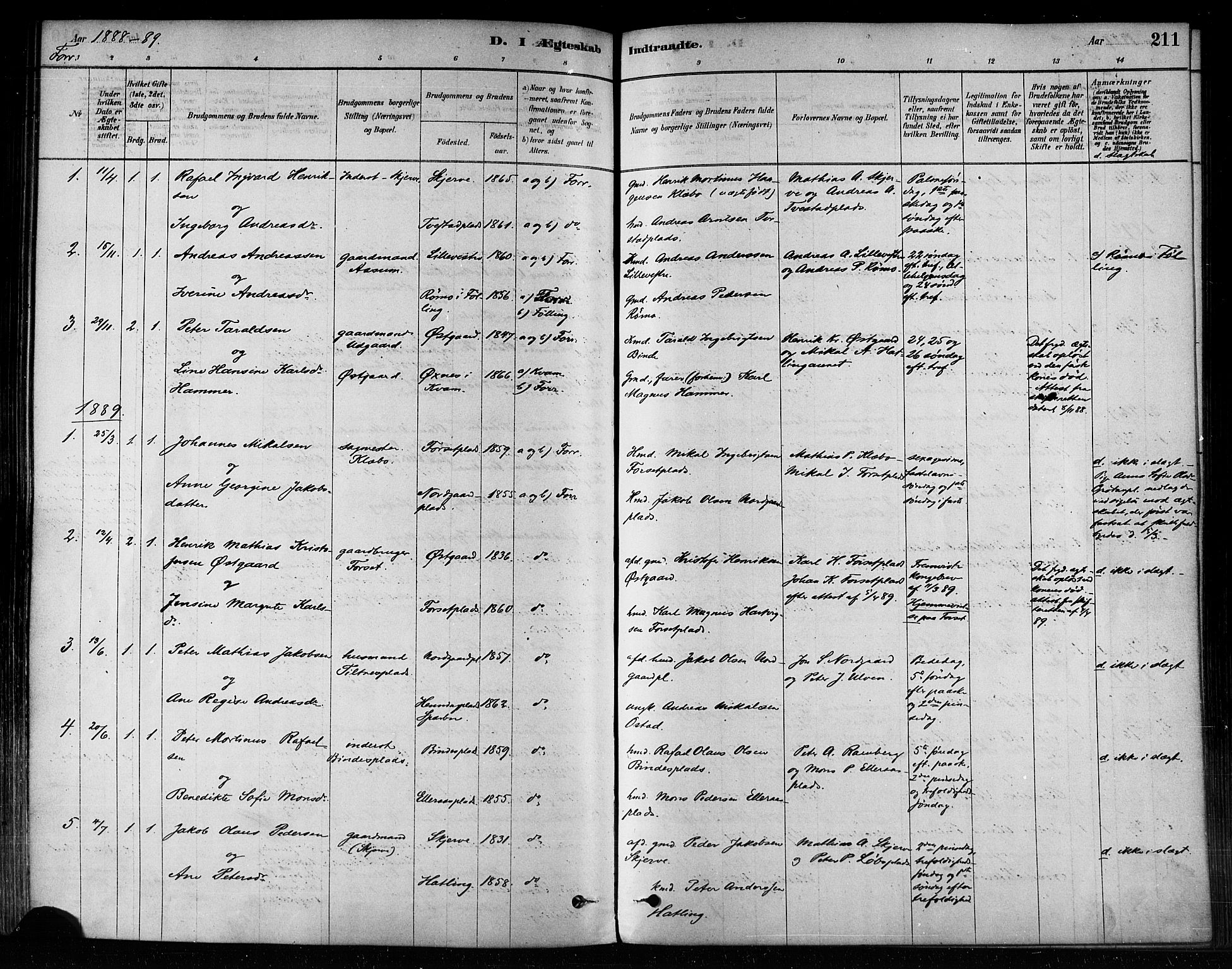 Ministerialprotokoller, klokkerbøker og fødselsregistre - Nord-Trøndelag, AV/SAT-A-1458/746/L0448: Ministerialbok nr. 746A07 /1, 1878-1900, s. 211