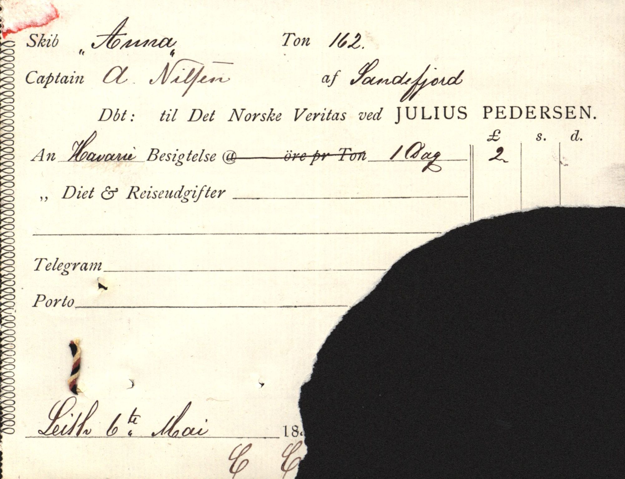 Pa 63 - Østlandske skibsassuranceforening, VEMU/A-1079/G/Ga/L0014/0012: Havaridokumenter / Sophie, Andover, Alliance, Anna, 1882, s. 75