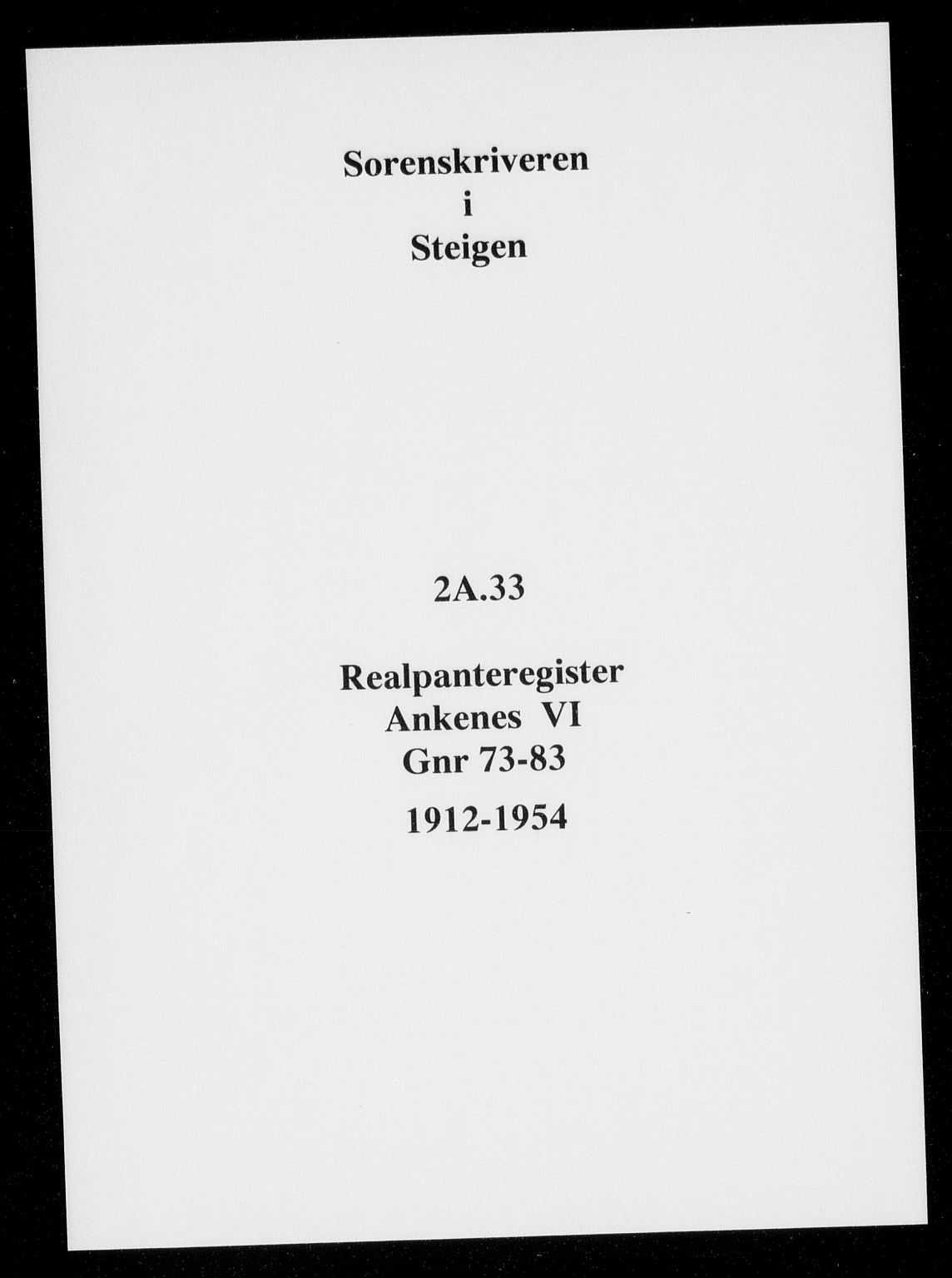 Steigen og Ofoten sorenskriveri, SAT/A-0030/1/2/2A/L0033: Panteregister nr. 33, 1912-1954