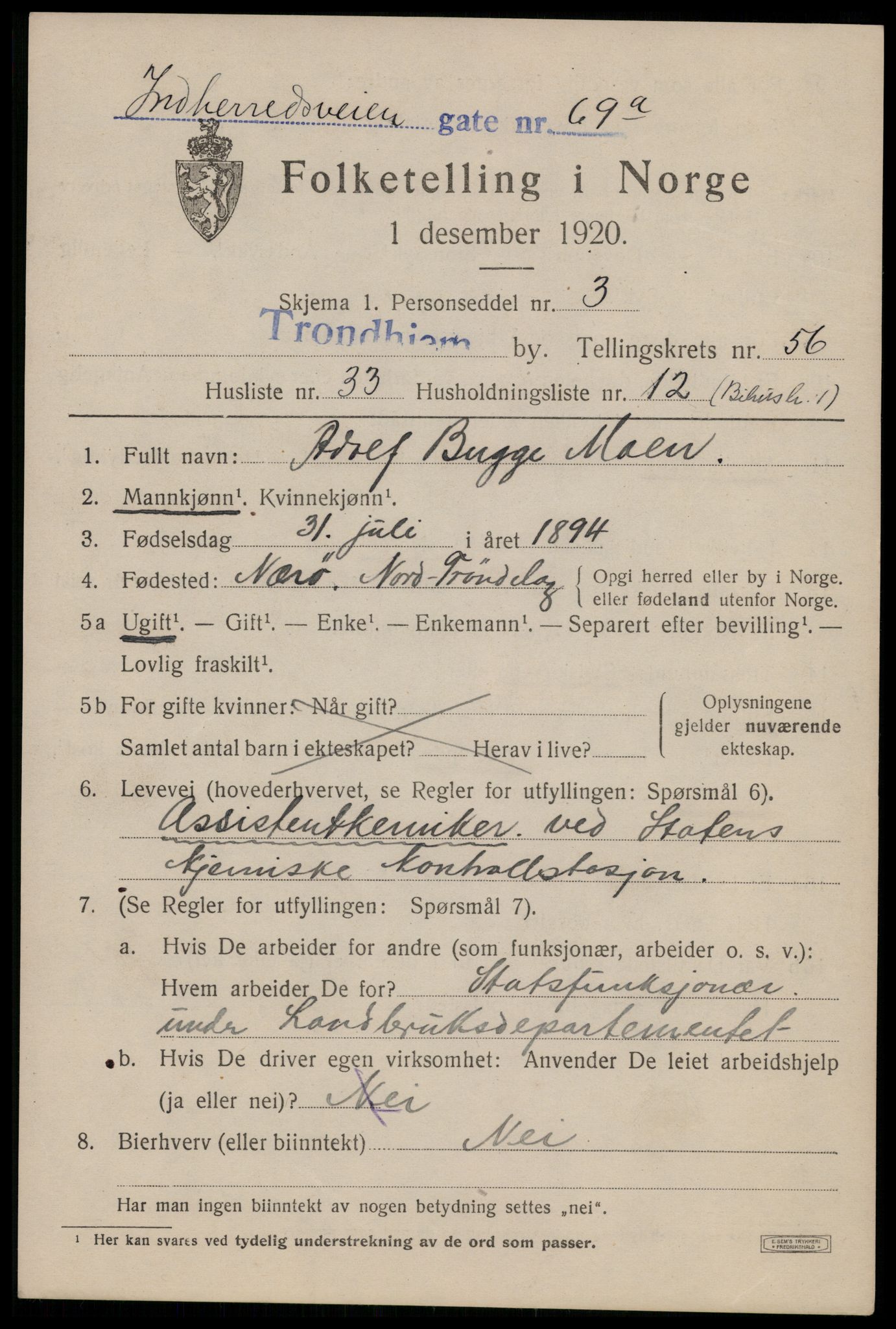 SAT, Folketelling 1920 for 1601 Trondheim kjøpstad, 1920, s. 115332