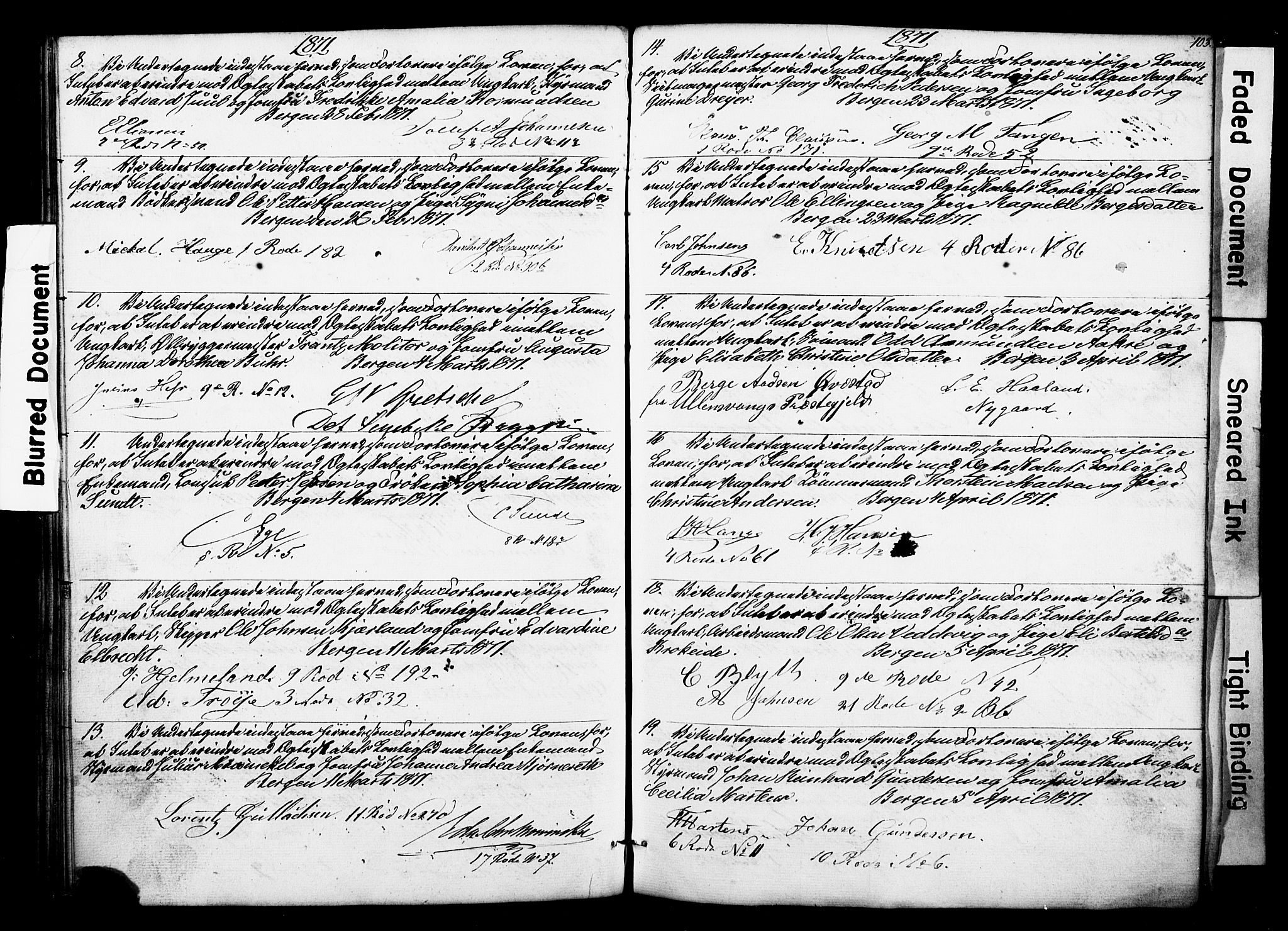 Nykirken Sokneprestembete, SAB/A-77101: Forlovererklæringer nr. II.5.3, 1846-1872, s. 103