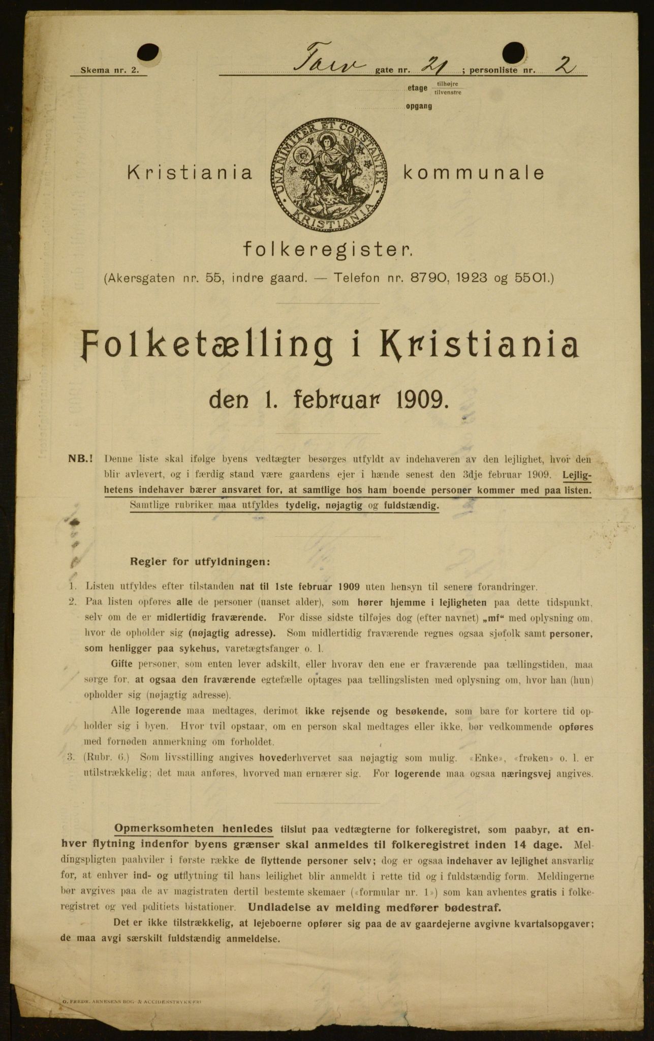 OBA, Kommunal folketelling 1.2.1909 for Kristiania kjøpstad, 1909, s. 103482