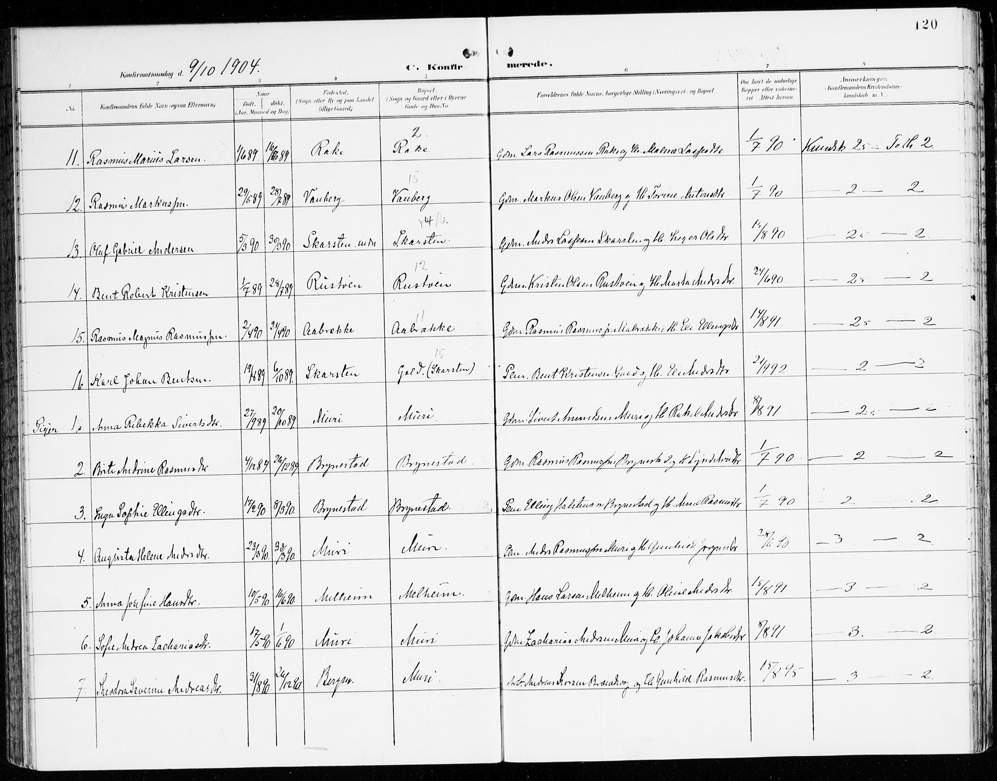 Innvik sokneprestembete, AV/SAB-A-80501: Ministerialbok nr. C 2, 1900-1920, s. 120