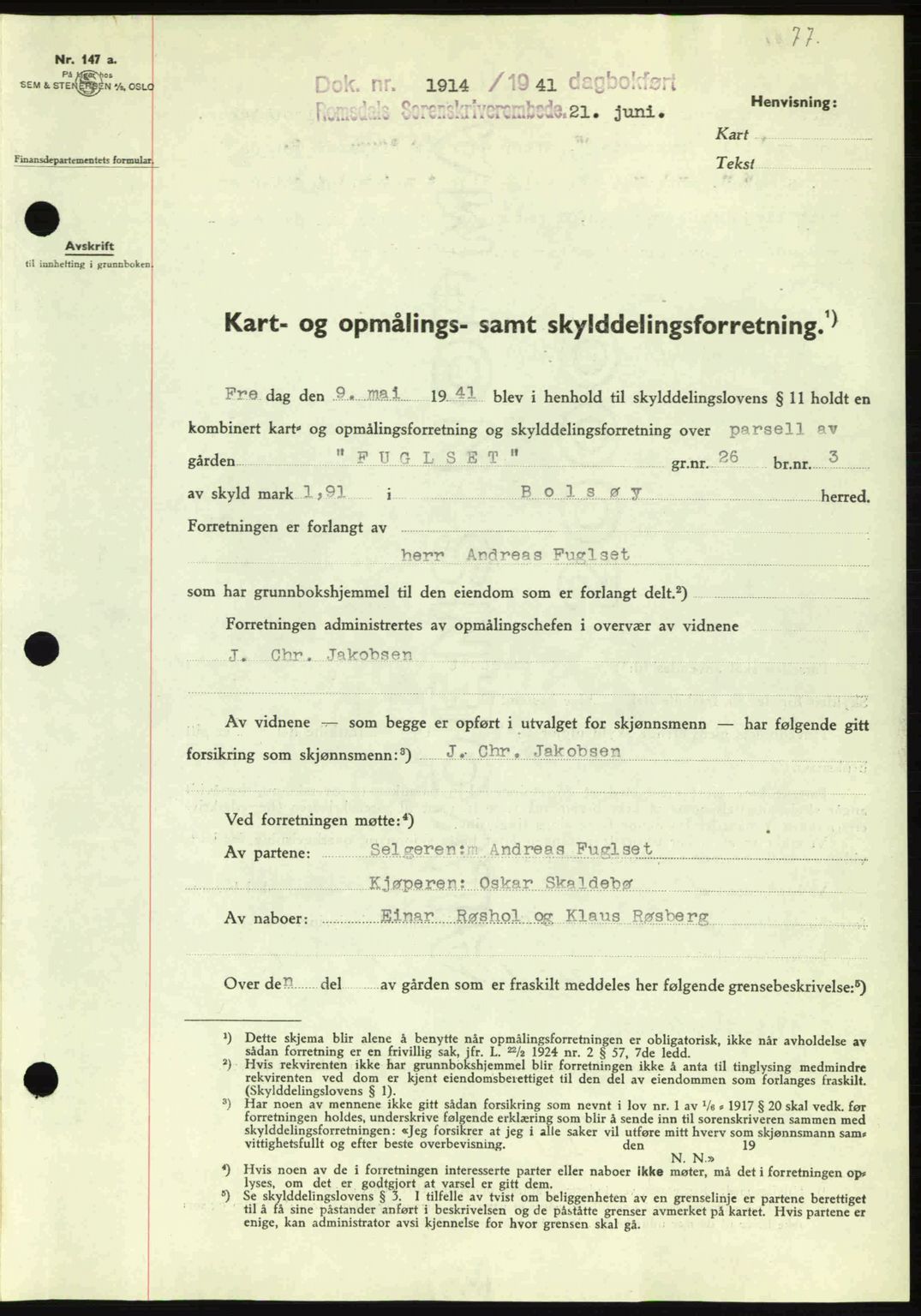 Romsdal sorenskriveri, AV/SAT-A-4149/1/2/2C: Pantebok nr. A10, 1941-1941, Dagboknr: 1014/1941