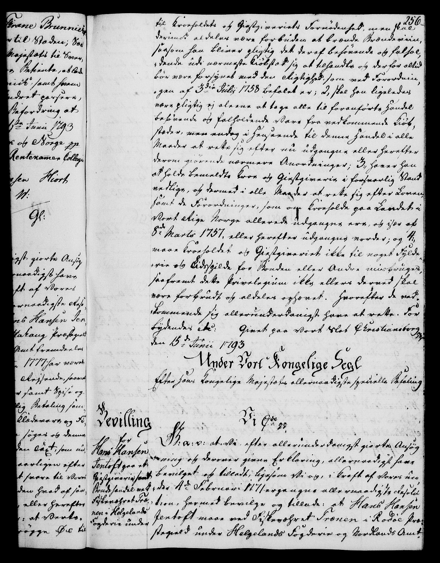 Rentekammeret, Kammerkanselliet, AV/RA-EA-3111/G/Gg/Gga/L0015: Norsk ekspedisjonsprotokoll med register (merket RK 53.15), 1790-1791, s. 256