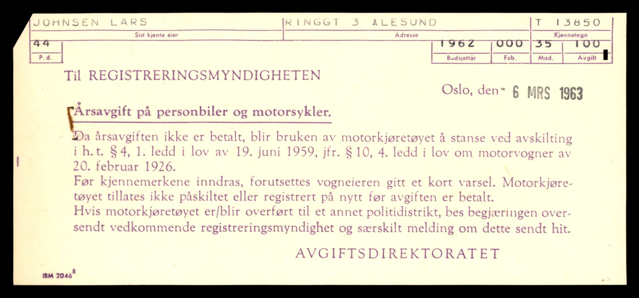 Møre og Romsdal vegkontor - Ålesund trafikkstasjon, AV/SAT-A-4099/F/Fe/L0041: Registreringskort for kjøretøy T 13710 - T 13905, 1927-1998, s. 2547