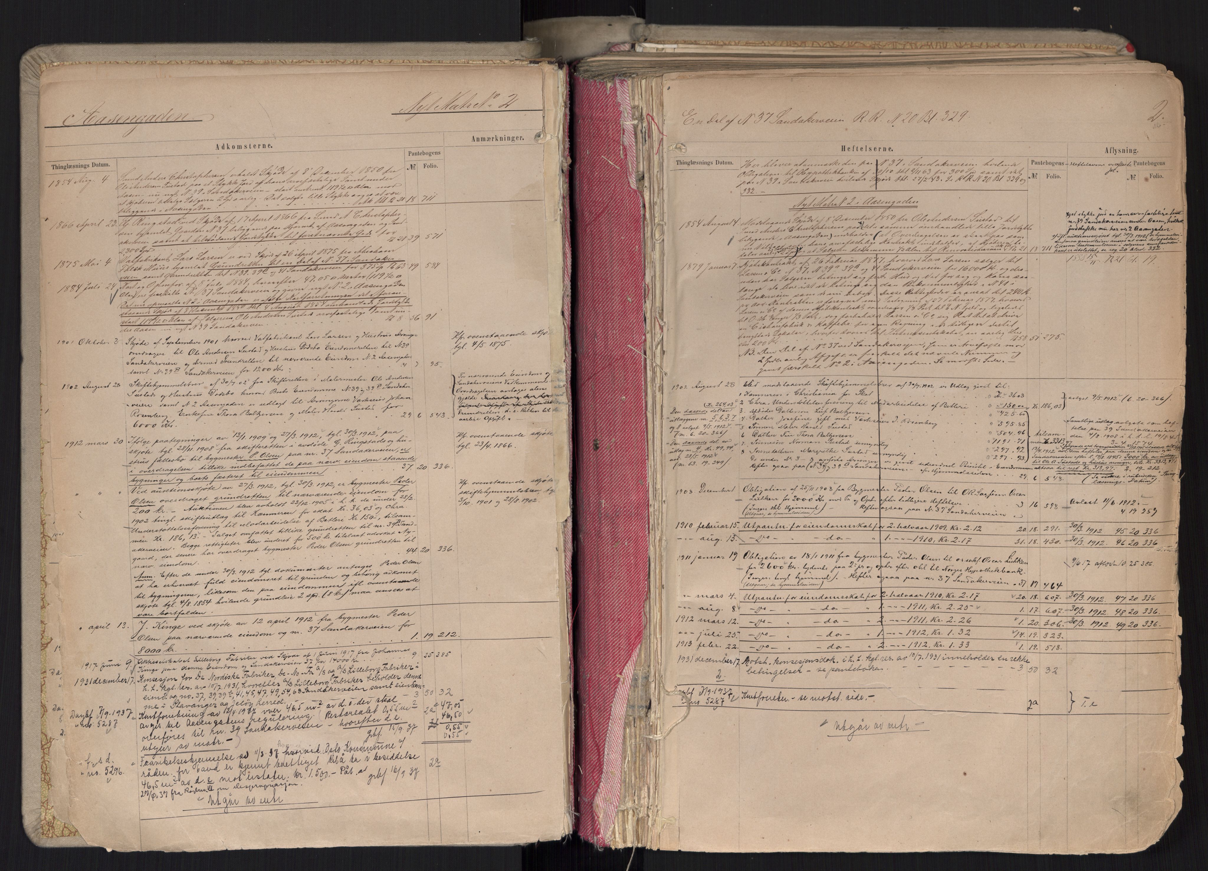 Oslo byskriverembete, AV/SAO-A-10227/G/Ga/Gab/Gabc/L0007: Panteregister nr. 21Ø, 1870-1943, s. 1b-2a