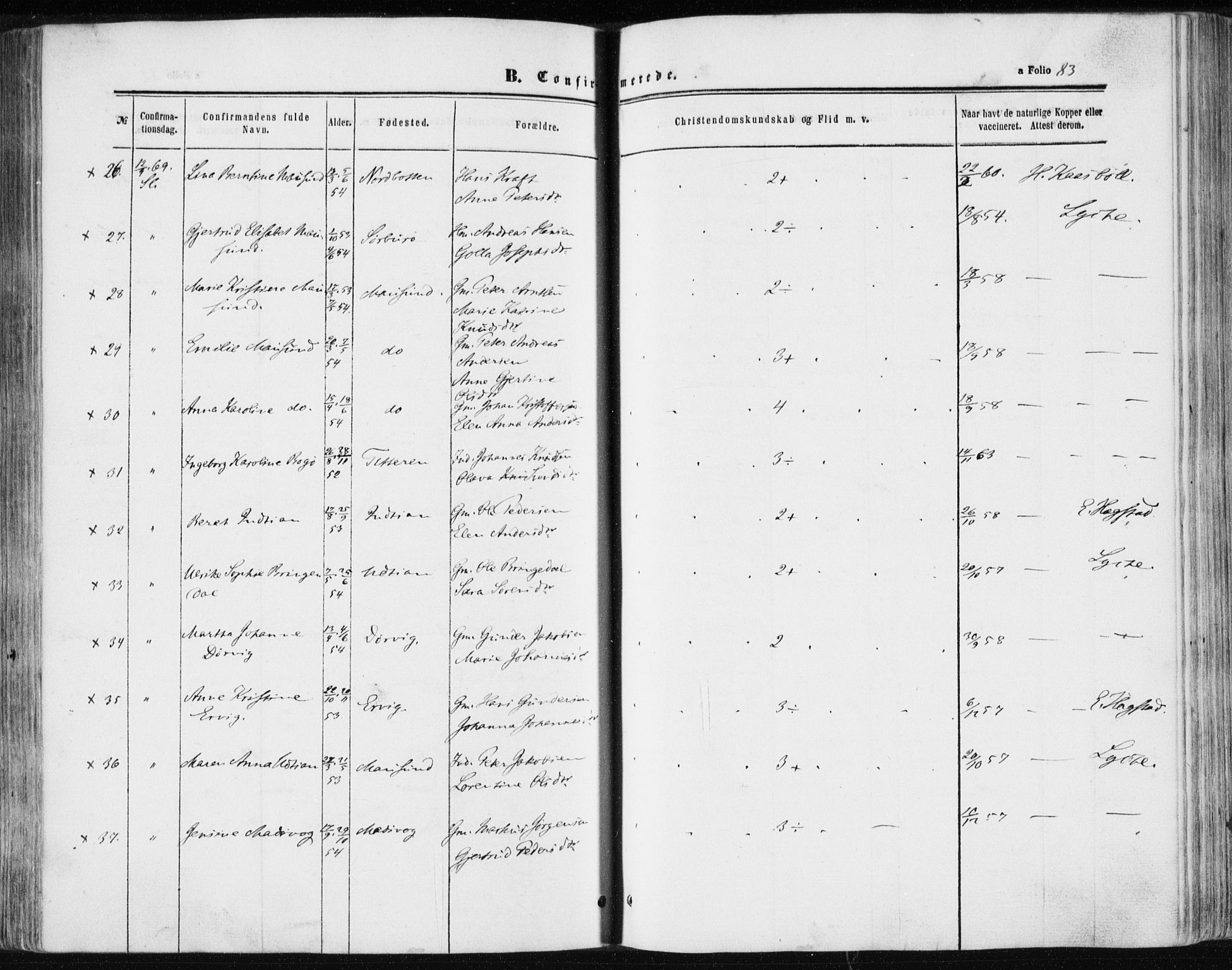 Ministerialprotokoller, klokkerbøker og fødselsregistre - Sør-Trøndelag, SAT/A-1456/634/L0531: Ministerialbok nr. 634A07, 1861-1870, s. 83