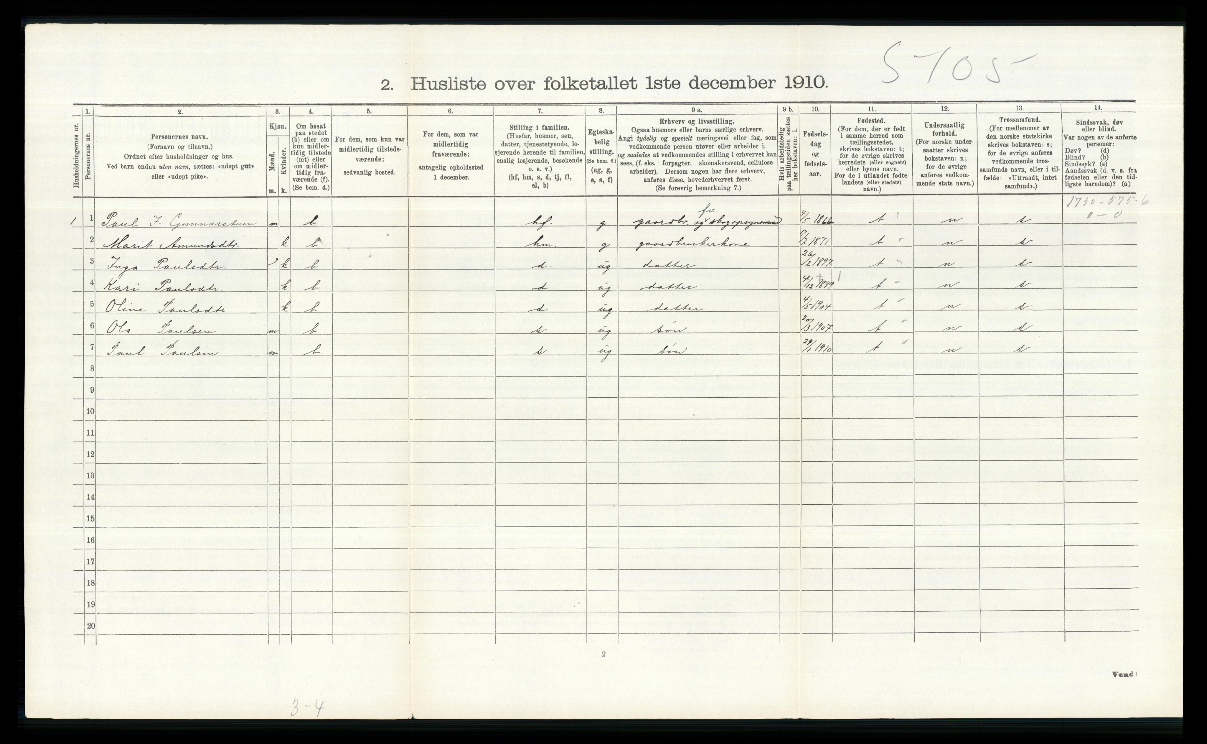 RA, Folketelling 1910 for 0518 Nord-Fron herred, 1910, s. 585