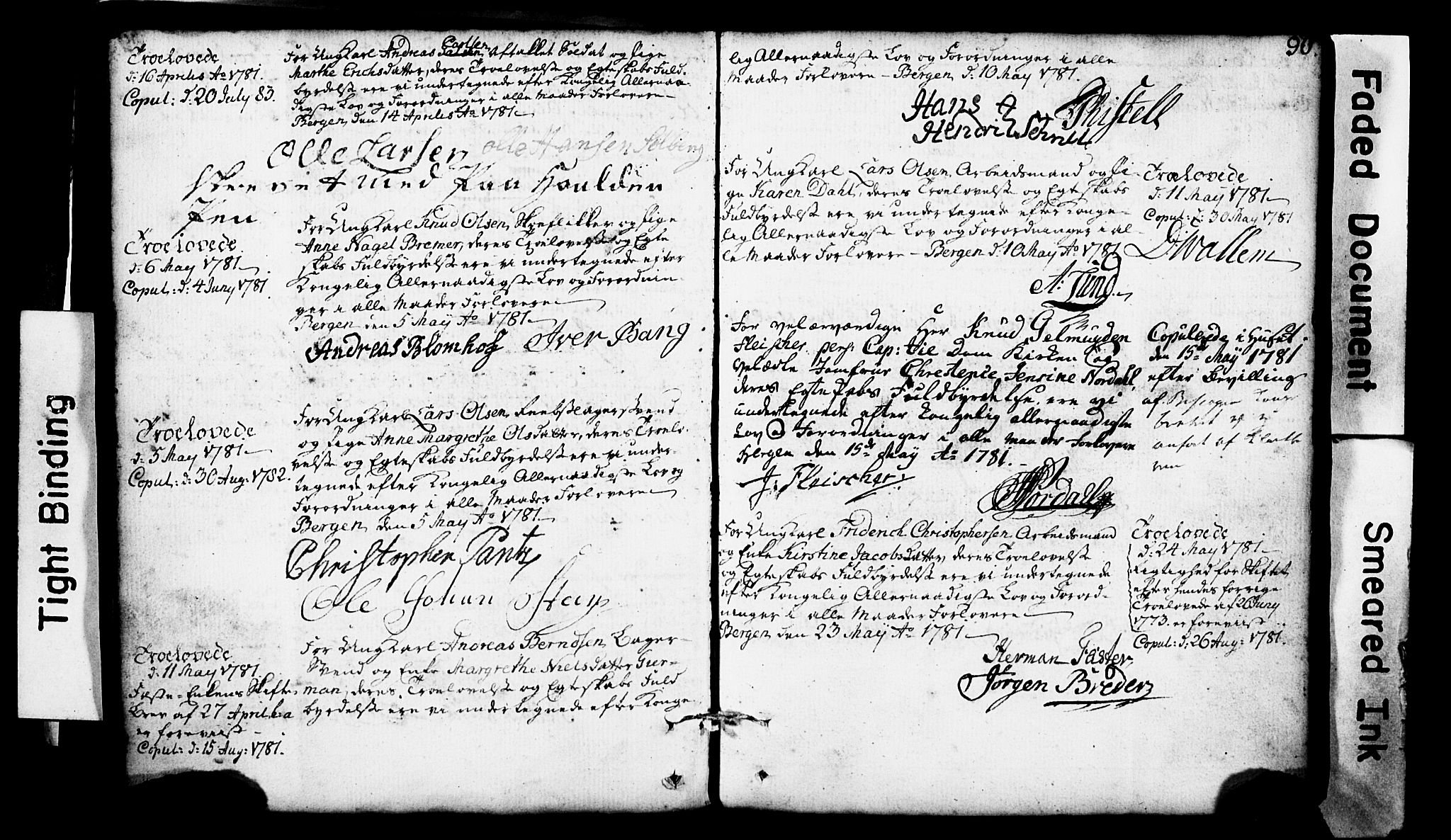 Domkirken sokneprestembete, SAB/A-74801: Forlovererklæringer nr. II.5.1, 1767-1792, s. 90