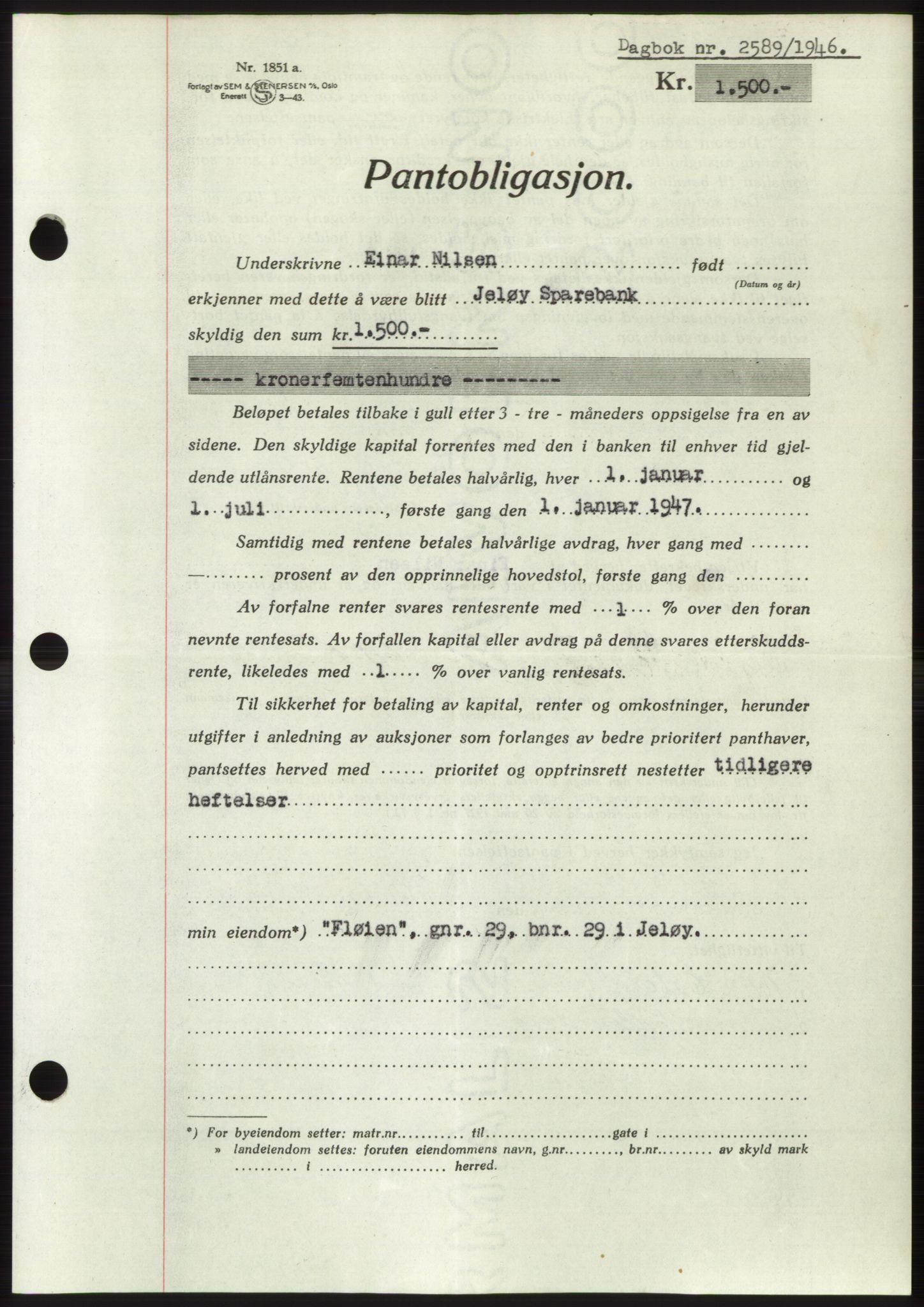 Moss sorenskriveri, SAO/A-10168: Pantebok nr. B16, 1946-1947, Dagboknr: 2589/1946