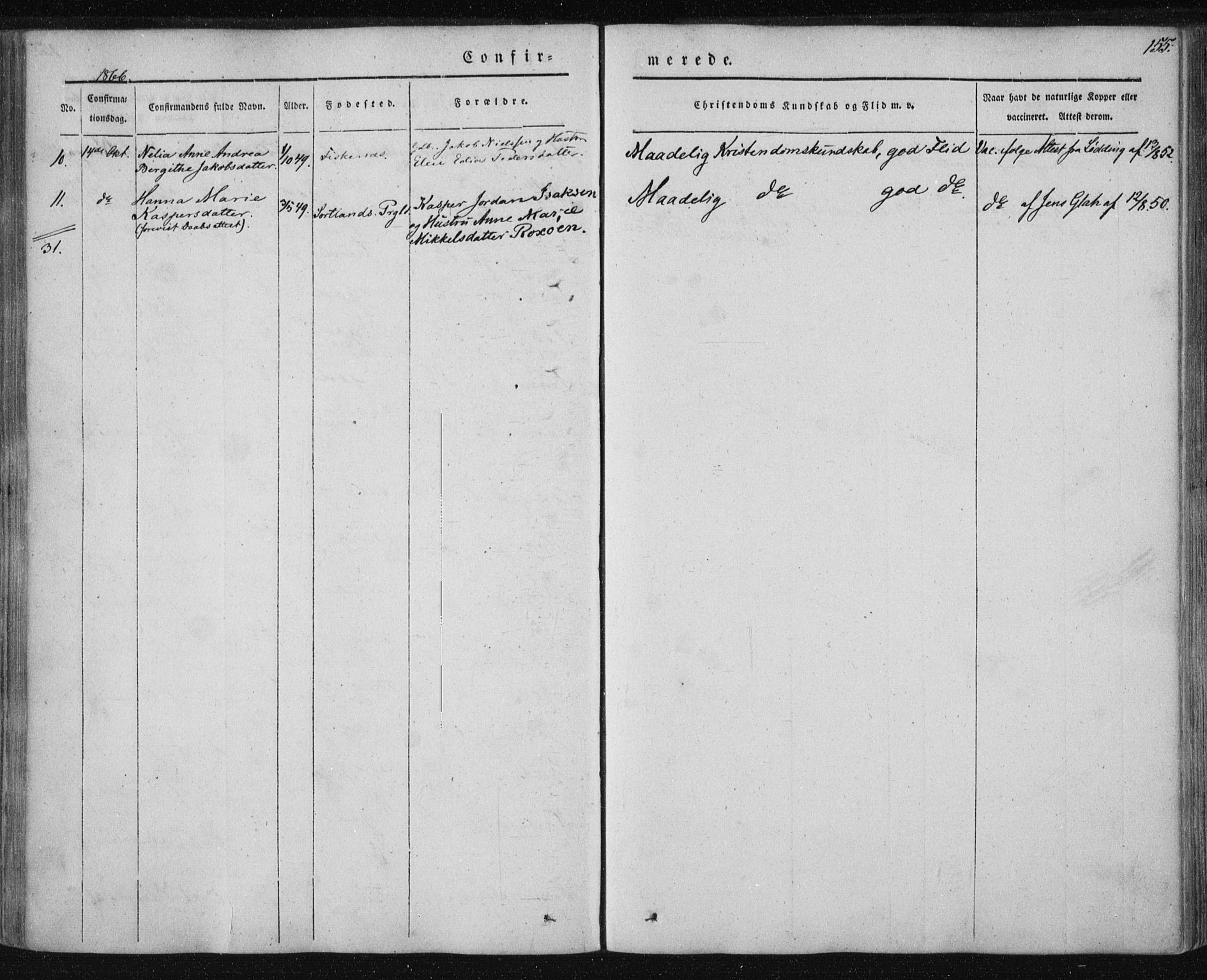 Ministerialprotokoller, klokkerbøker og fødselsregistre - Nordland, AV/SAT-A-1459/897/L1396: Ministerialbok nr. 897A04, 1842-1866, s. 155