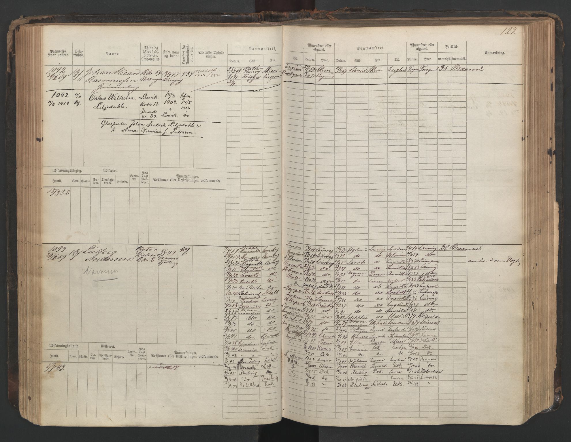 Larvik innrulleringskontor, AV/SAKO-A-787/F/Fc/L0003: Hovedrulle, 1868, s. 127