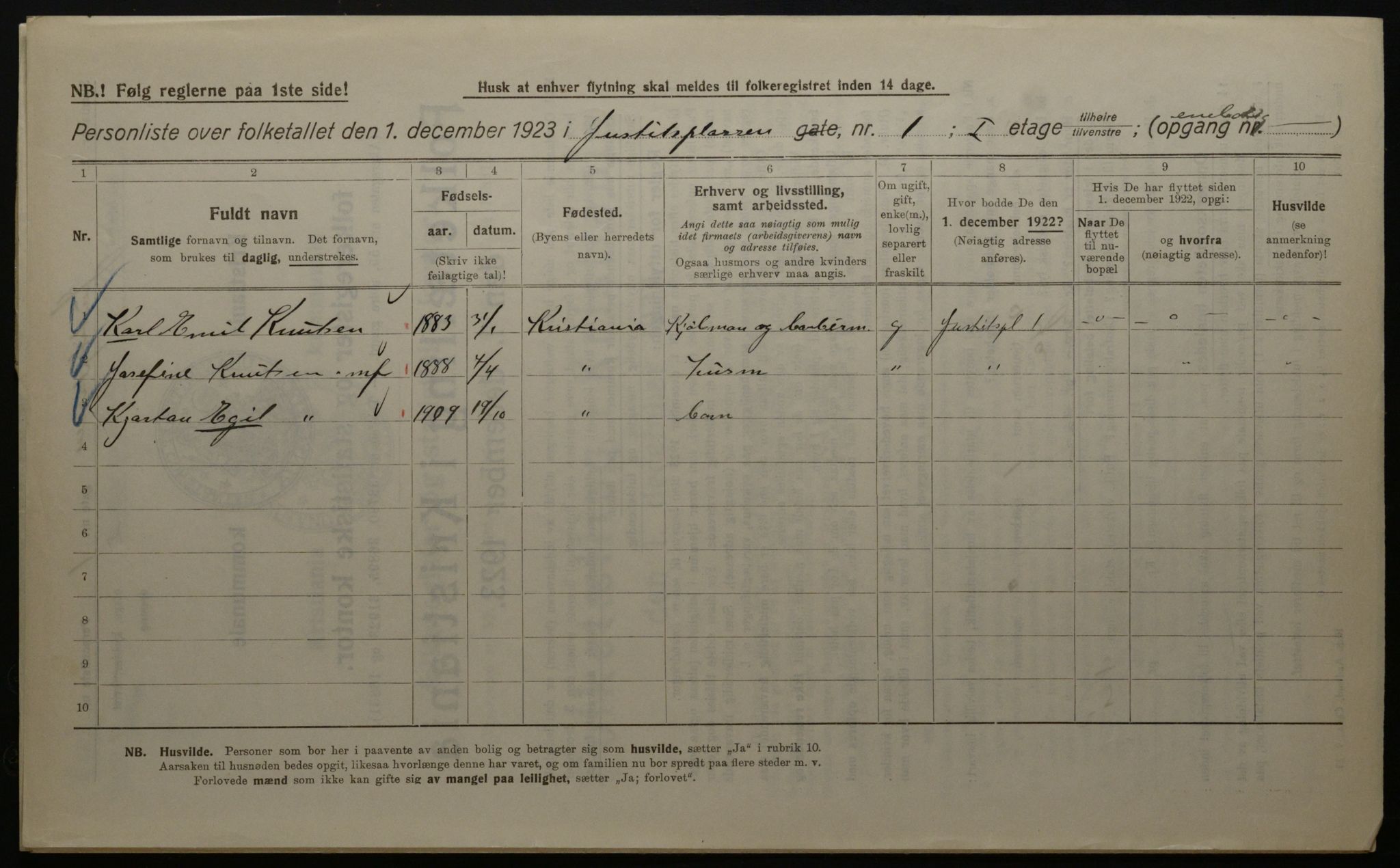 OBA, Kommunal folketelling 1.12.1923 for Kristiania, 1923, s. 53563