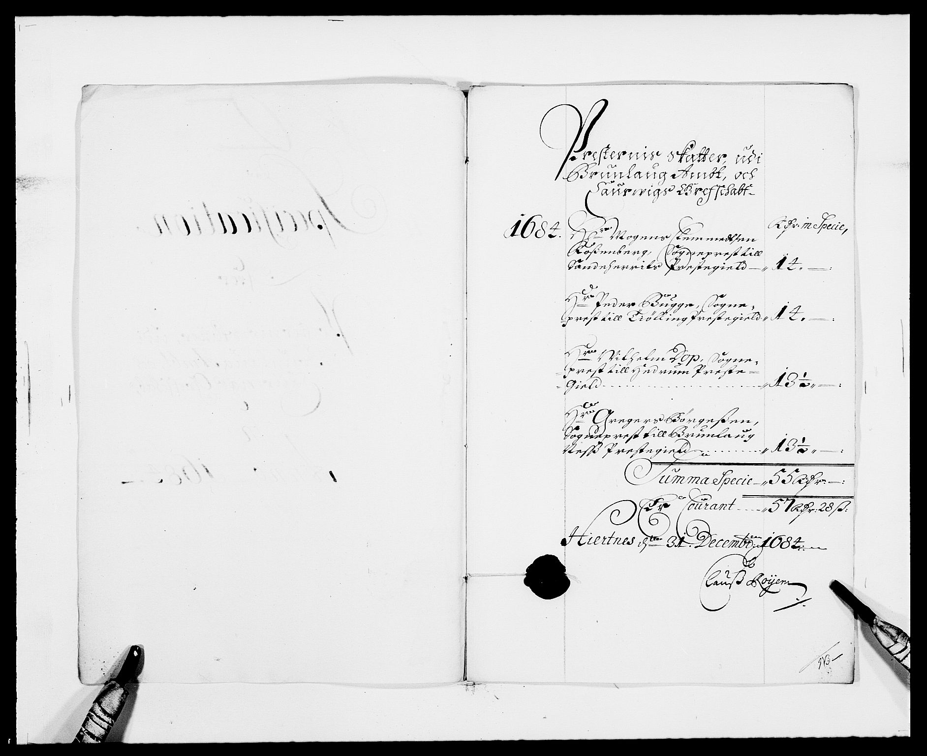 Rentekammeret inntil 1814, Reviderte regnskaper, Fogderegnskap, RA/EA-4092/R33/L1969: Fogderegnskap Larvik grevskap, 1675-1687, s. 462