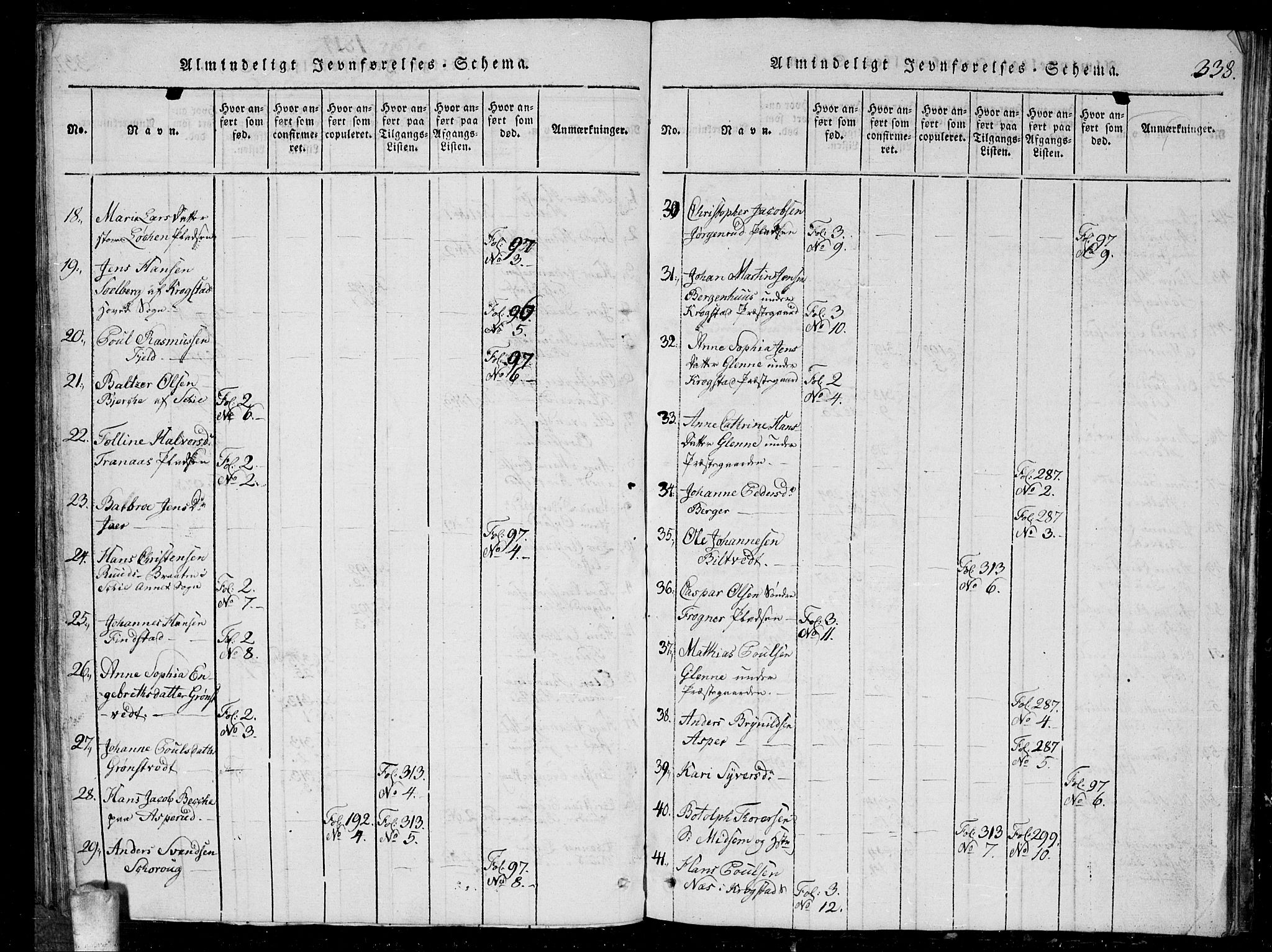 Kråkstad prestekontor Kirkebøker, AV/SAO-A-10125a/G/Ga/L0001: Klokkerbok nr. I 1, 1813-1824, s. 338