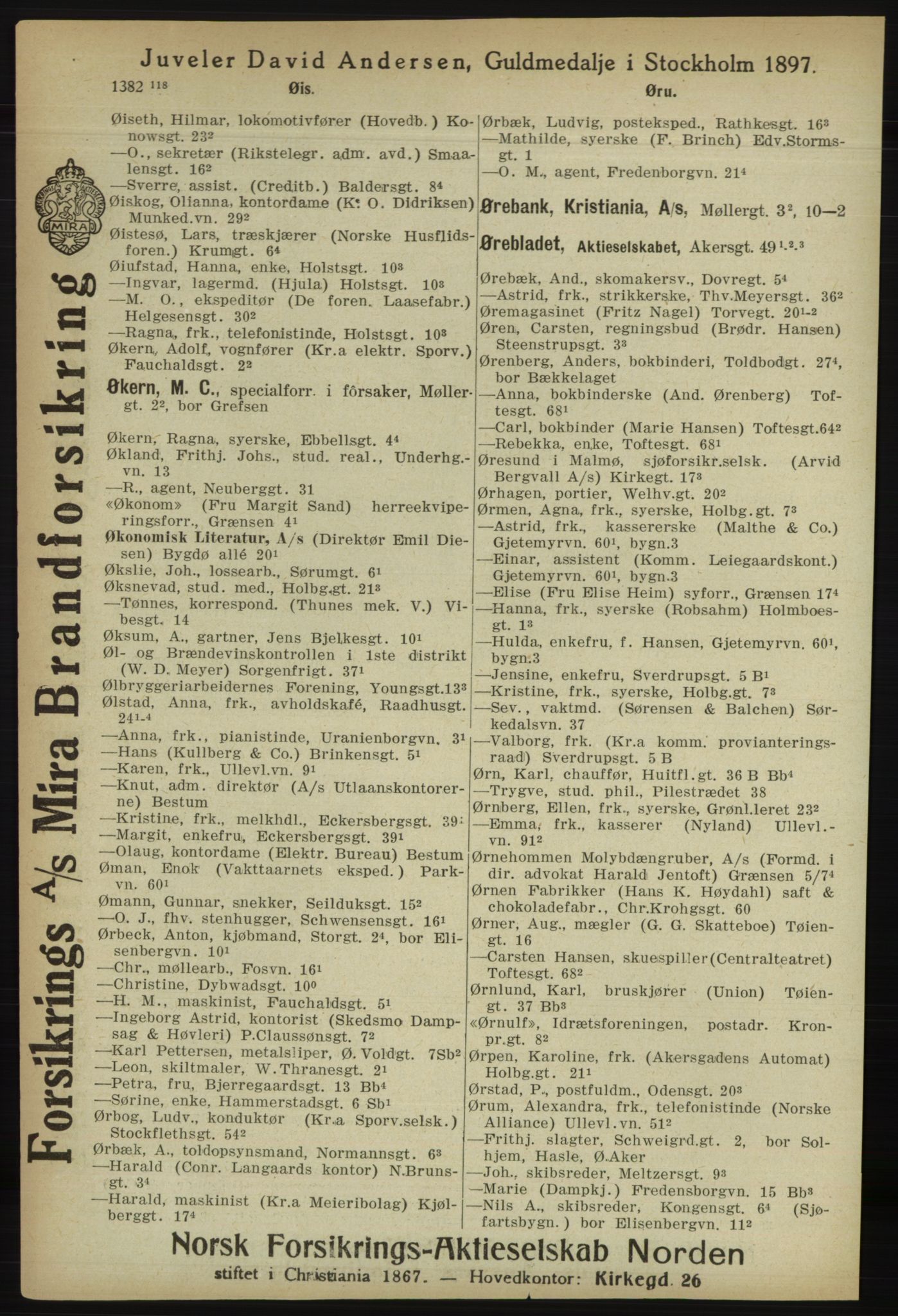 Kristiania/Oslo adressebok, PUBL/-, 1918, s. 1525