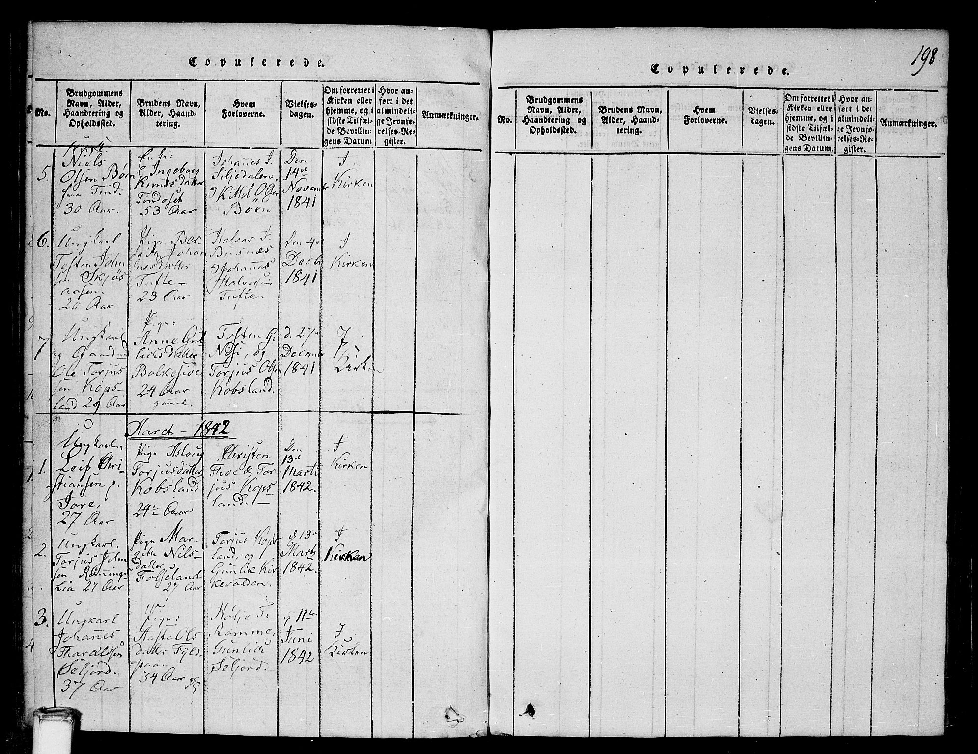 Gransherad kirkebøker, AV/SAKO-A-267/G/Ga/L0001: Klokkerbok nr. I 1, 1815-1842, s. 198
