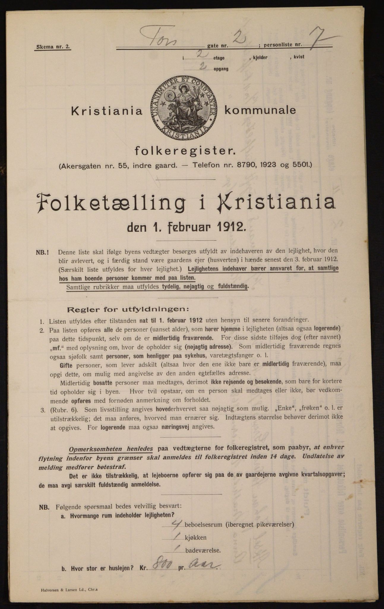 OBA, Kommunal folketelling 1.2.1912 for Kristiania, 1912, s. 114307