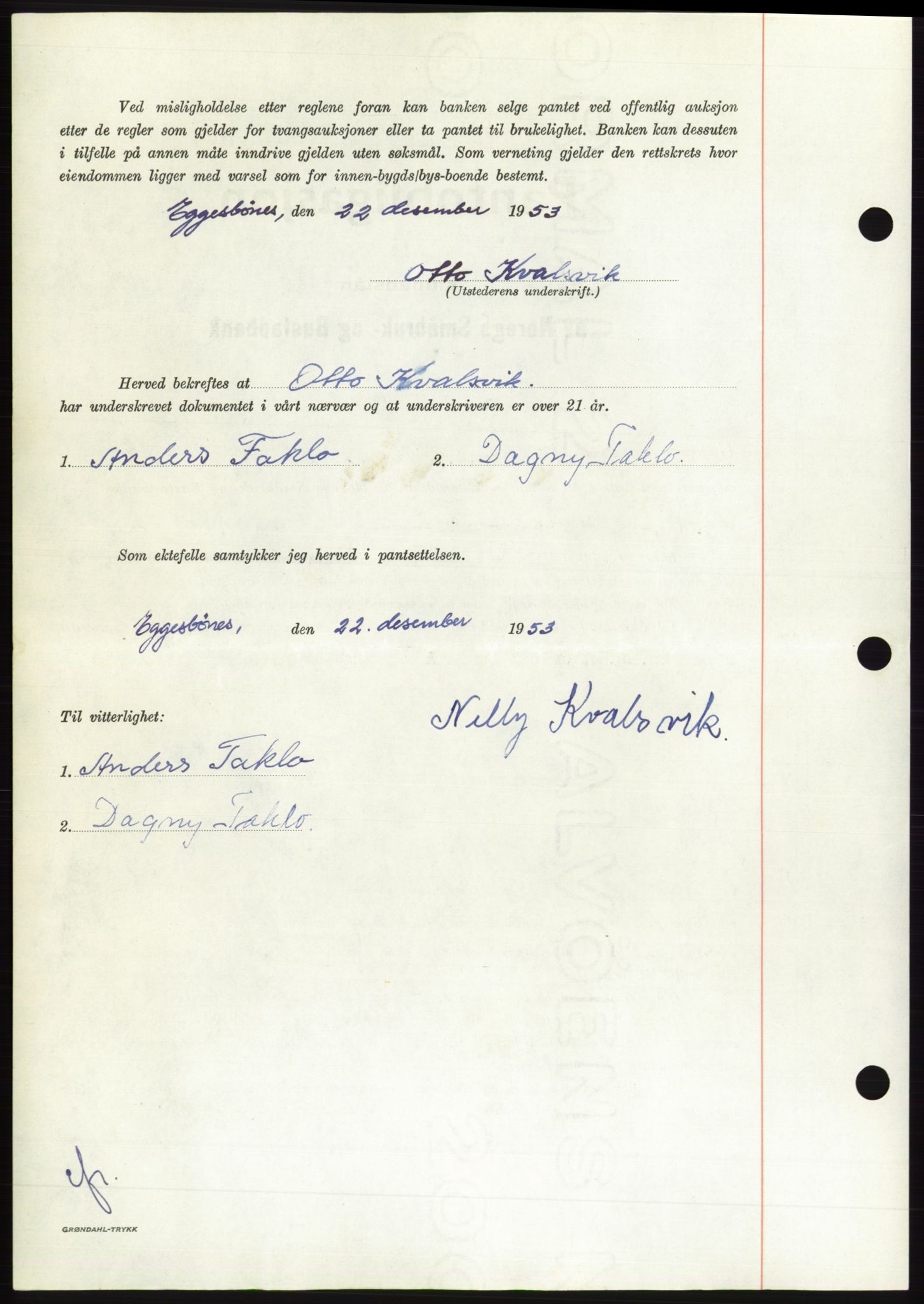 Søre Sunnmøre sorenskriveri, AV/SAT-A-4122/1/2/2C/L0124: Pantebok nr. 12B, 1953-1954, Dagboknr: 233/1954
