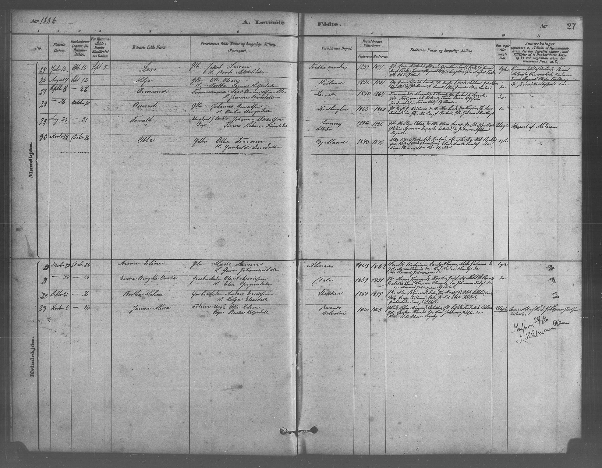 Stord sokneprestembete, AV/SAB-A-78201/H/Hab: Klokkerbok nr. A 2, 1879-1909, s. 27