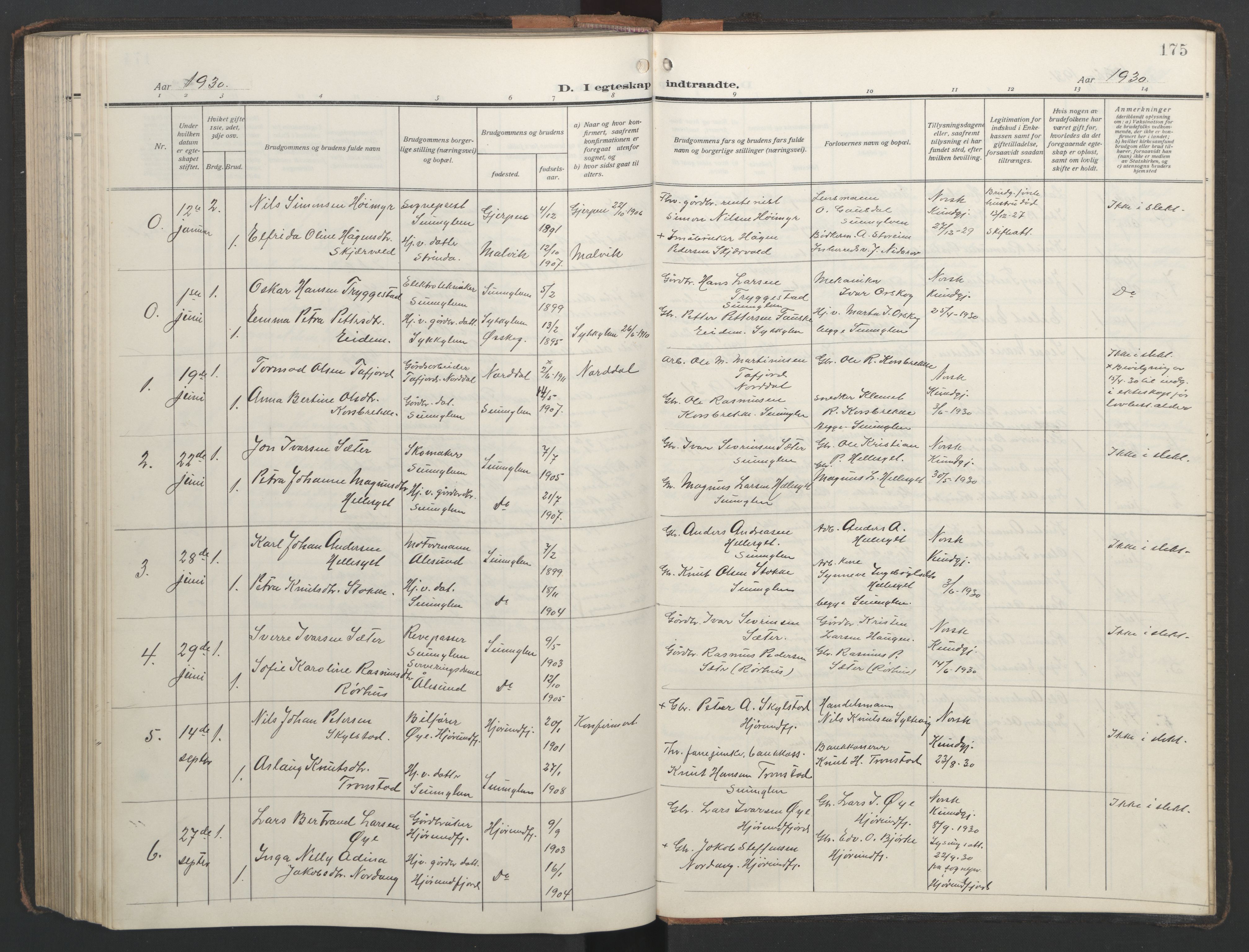 Ministerialprotokoller, klokkerbøker og fødselsregistre - Møre og Romsdal, AV/SAT-A-1454/517/L0232: Klokkerbok nr. 517C05, 1910-1946, s. 175