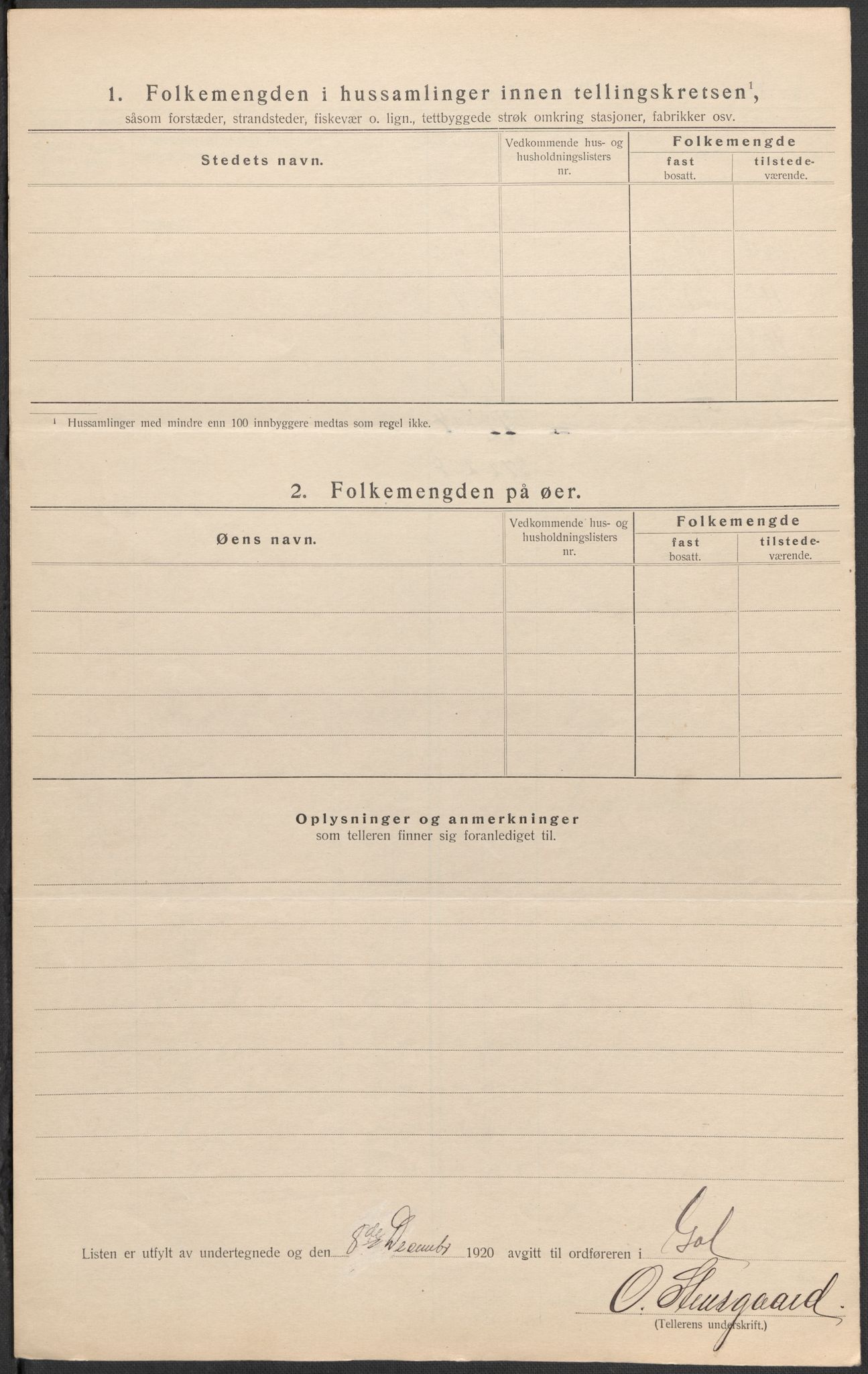 SAKO, Folketelling 1920 for 0617 Gol herred, 1920, s. 13