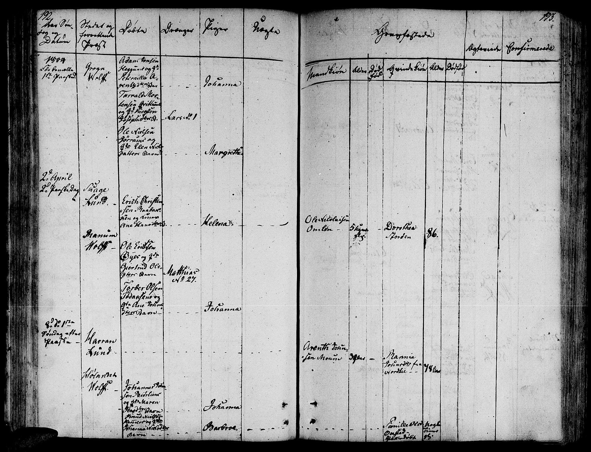 Ministerialprotokoller, klokkerbøker og fødselsregistre - Nord-Trøndelag, AV/SAT-A-1458/764/L0545: Ministerialbok nr. 764A05, 1799-1816, s. 192-193