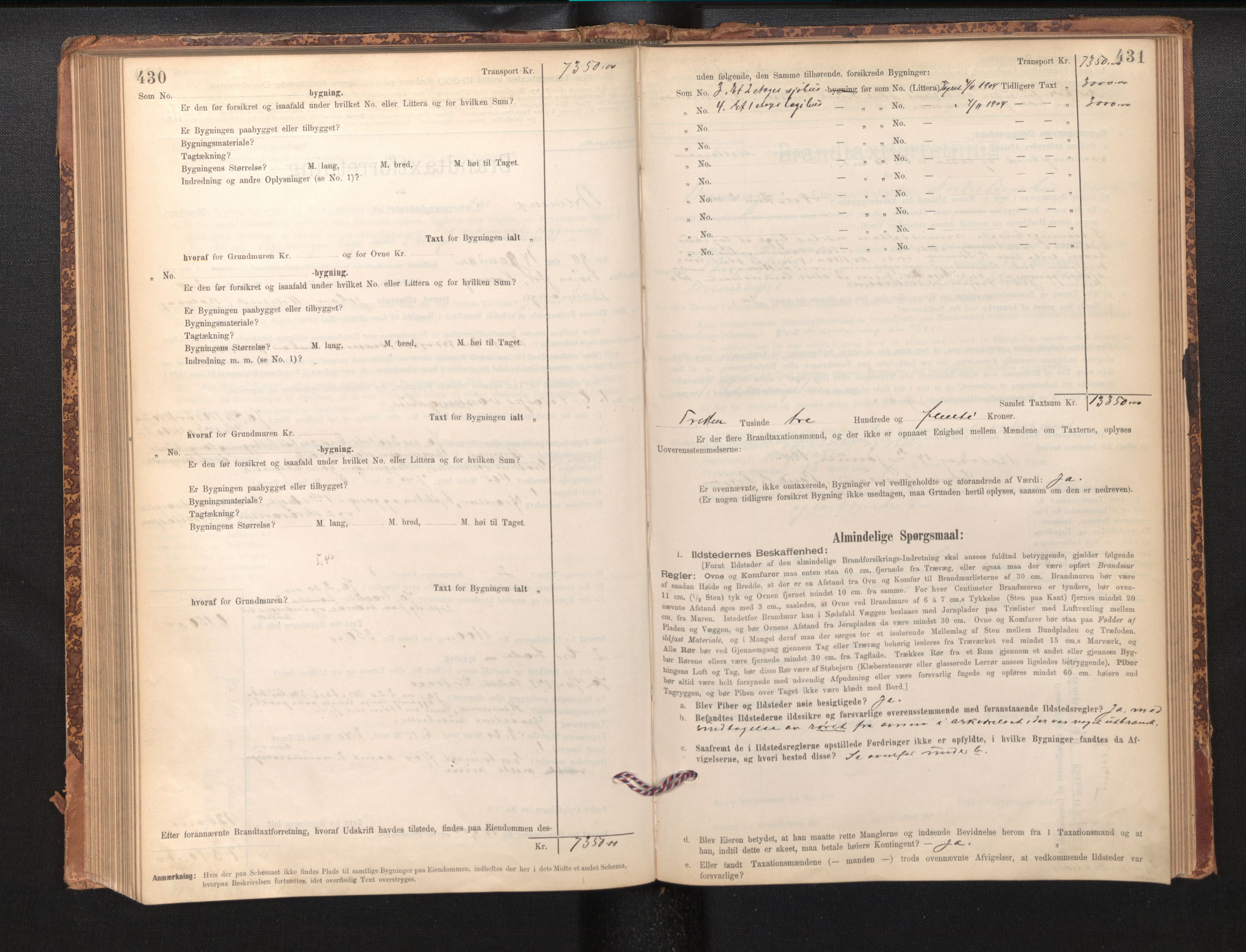 Lensmannen i Bremanger, SAB/A-26701/0012/L0007: Branntakstprotokoll, skjematakst, 1895-1936, s. 430-431