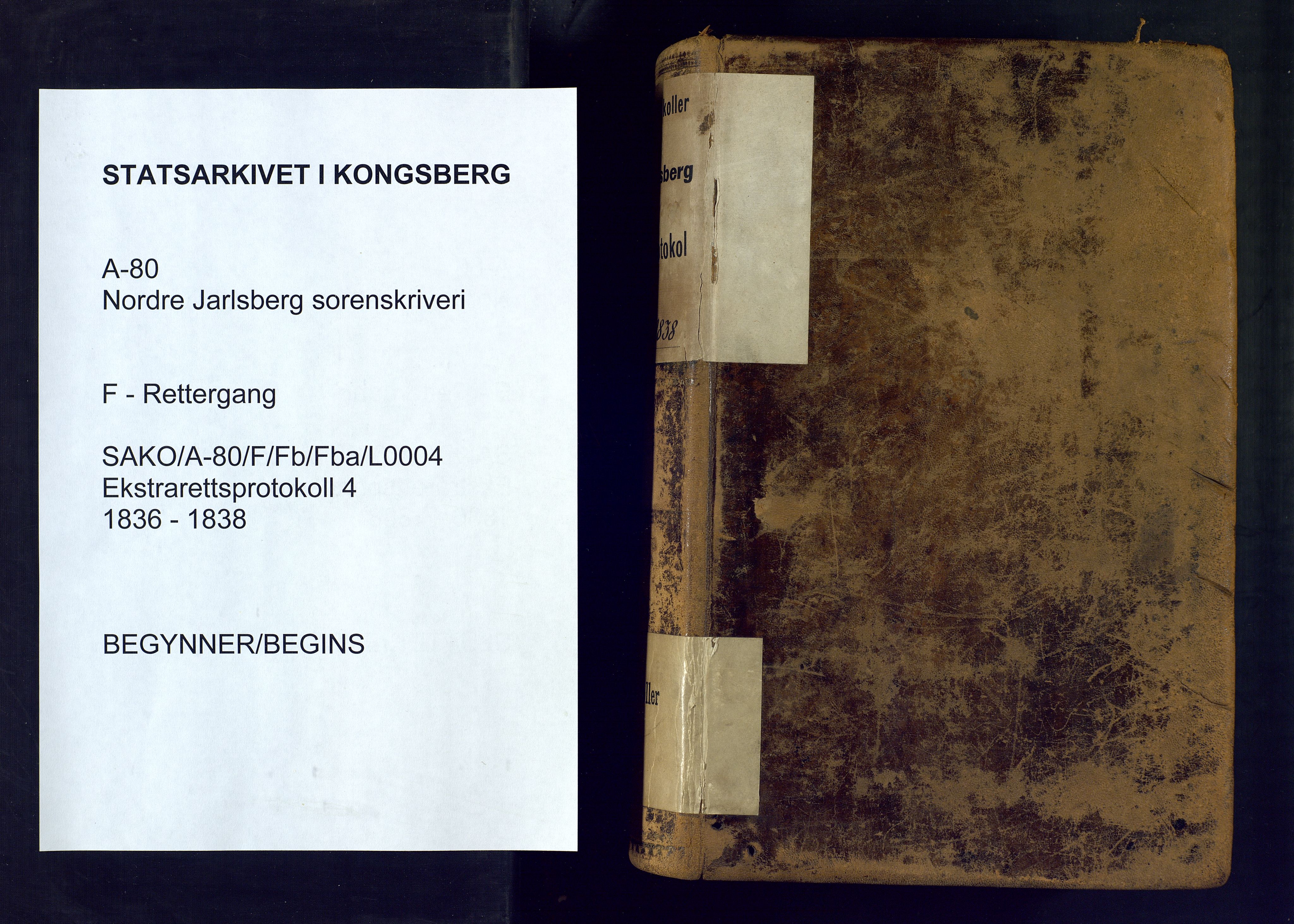 Nordre Jarlsberg sorenskriveri, SAKO/A-80/F/Fb/Fba/L0004: Ekstrarettsprotokoll, 1836-1838
