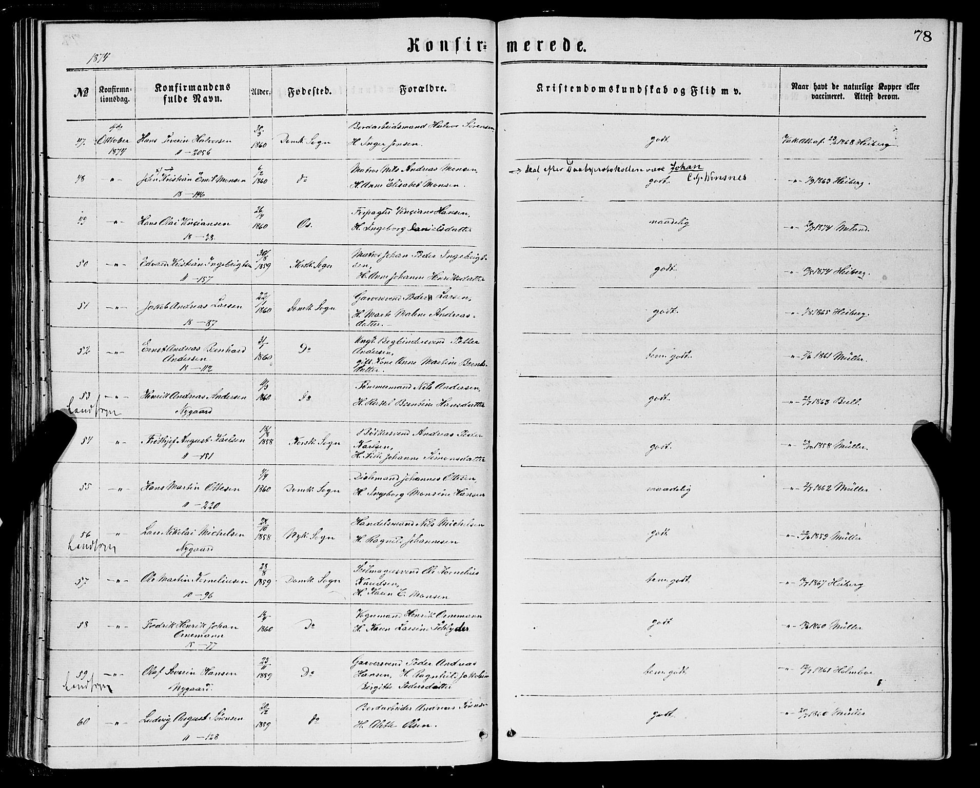 Domkirken sokneprestembete, AV/SAB-A-74801/H/Haa/L0029: Ministerialbok nr. C 4, 1864-1879, s. 78