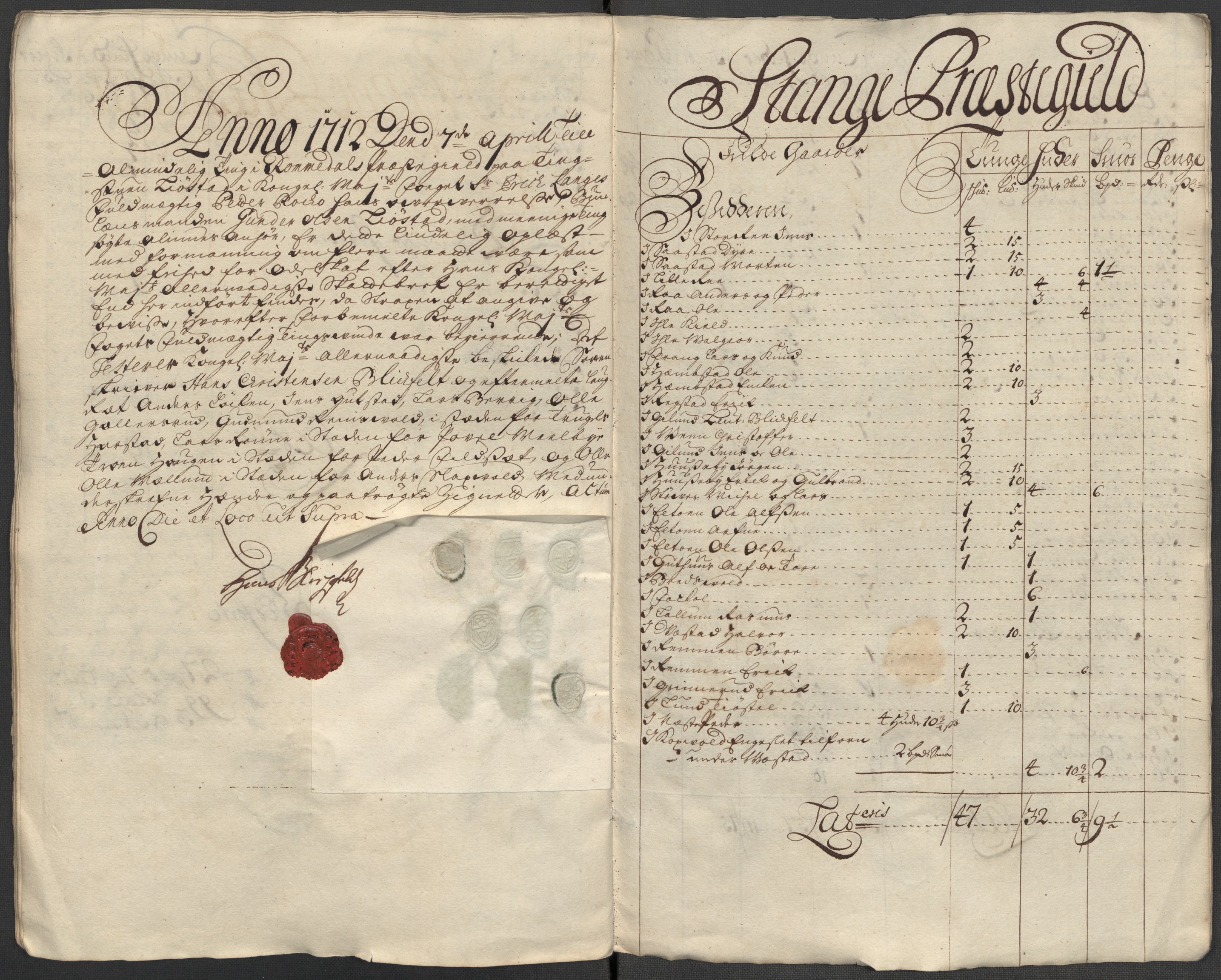 Rentekammeret inntil 1814, Reviderte regnskaper, Fogderegnskap, AV/RA-EA-4092/R16/L1049: Fogderegnskap Hedmark, 1712, s. 325