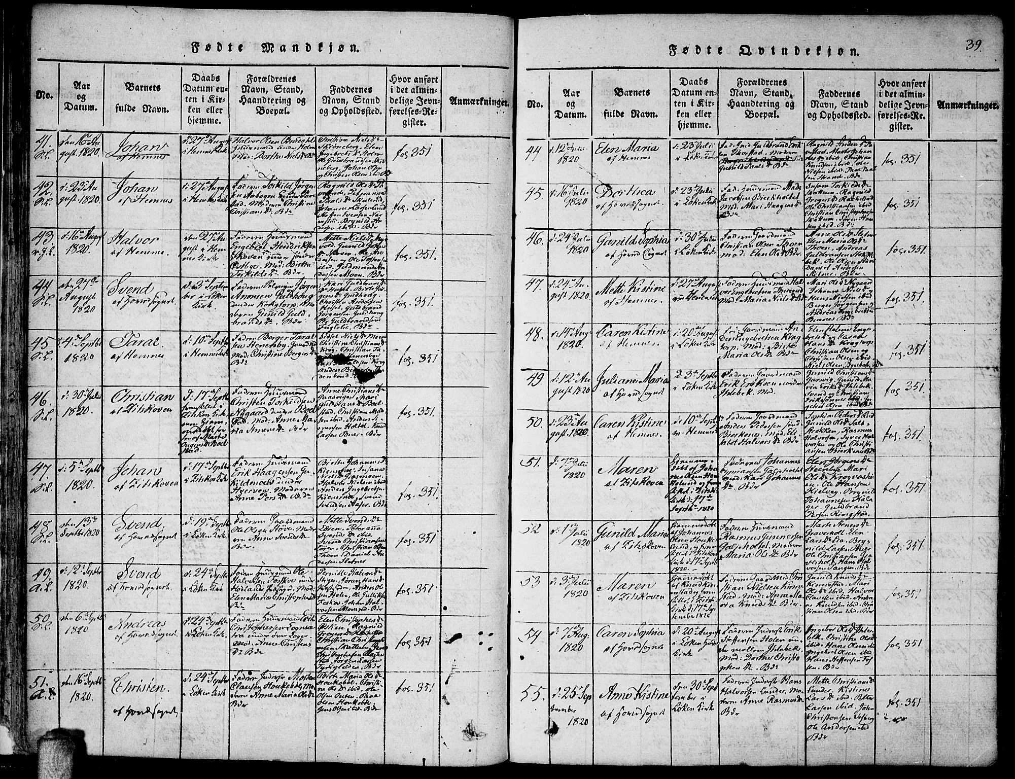 Høland prestekontor Kirkebøker, AV/SAO-A-10346a/F/Fa/L0007: Ministerialbok nr. I 7, 1814-1827, s. 39