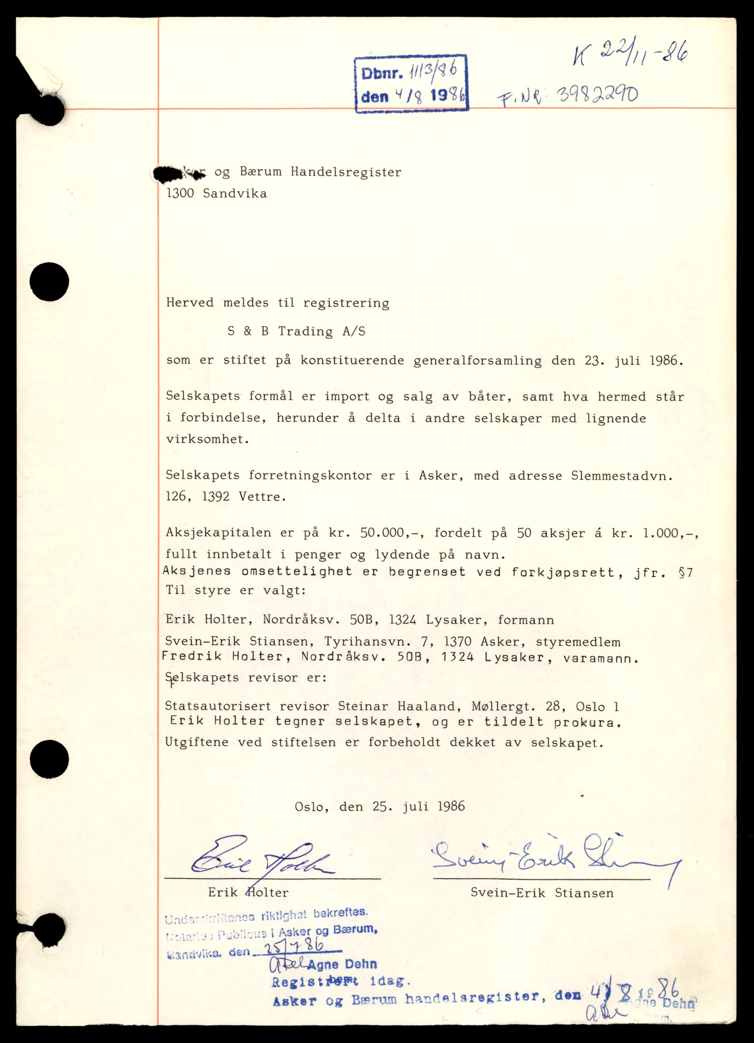 Asker og Bærum tingrett, AV/SAT-A-10379/K/Ka/Kab/L0013: Aksjeselskap i Asker, S - T, 1944-1989, s. 3