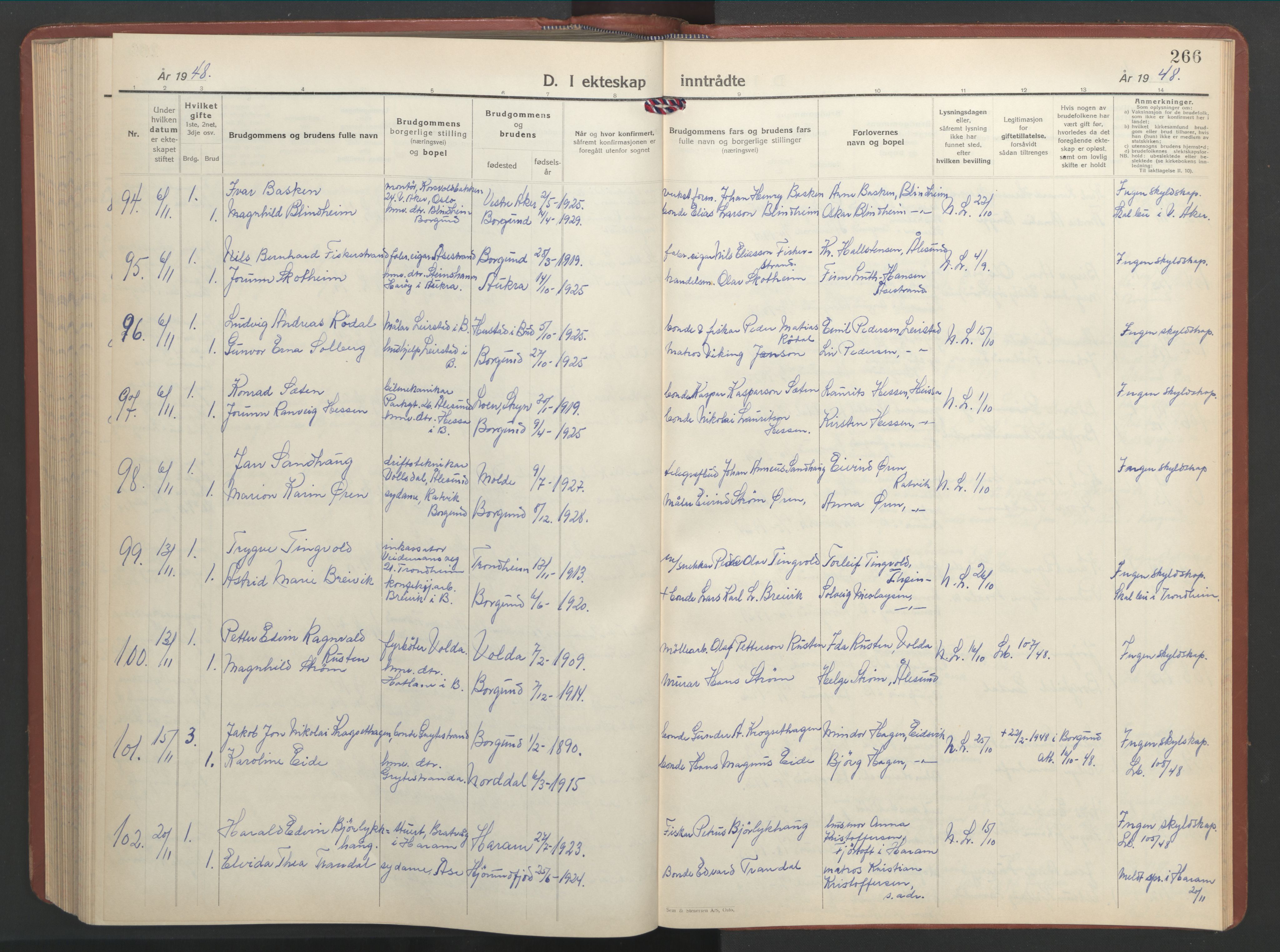 Ministerialprotokoller, klokkerbøker og fødselsregistre - Møre og Romsdal, AV/SAT-A-1454/528/L0437: Klokkerbok nr. 528C18, 1939-1948, s. 266