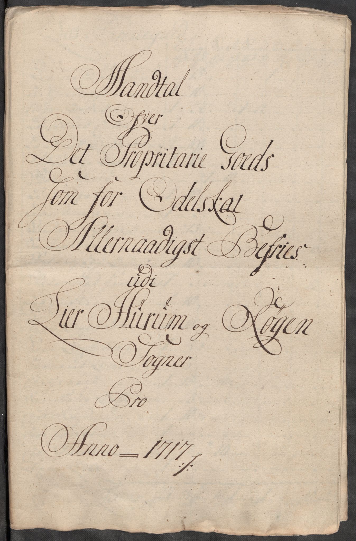 Rentekammeret inntil 1814, Reviderte regnskaper, Fogderegnskap, RA/EA-4092/R31/L1711: Fogderegnskap Hurum, Røyken, Eiker, Lier og Buskerud, 1717, s. 334