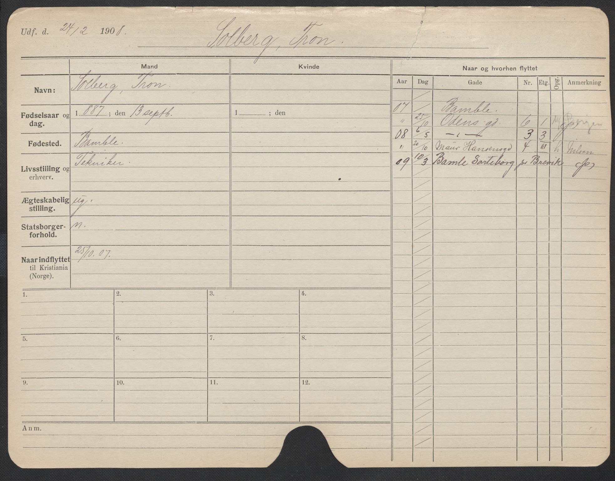 Oslo folkeregister, Registerkort, AV/SAO-A-11715/F/Fa/Fac/L0010: Menn, 1906-1914, s. 553a