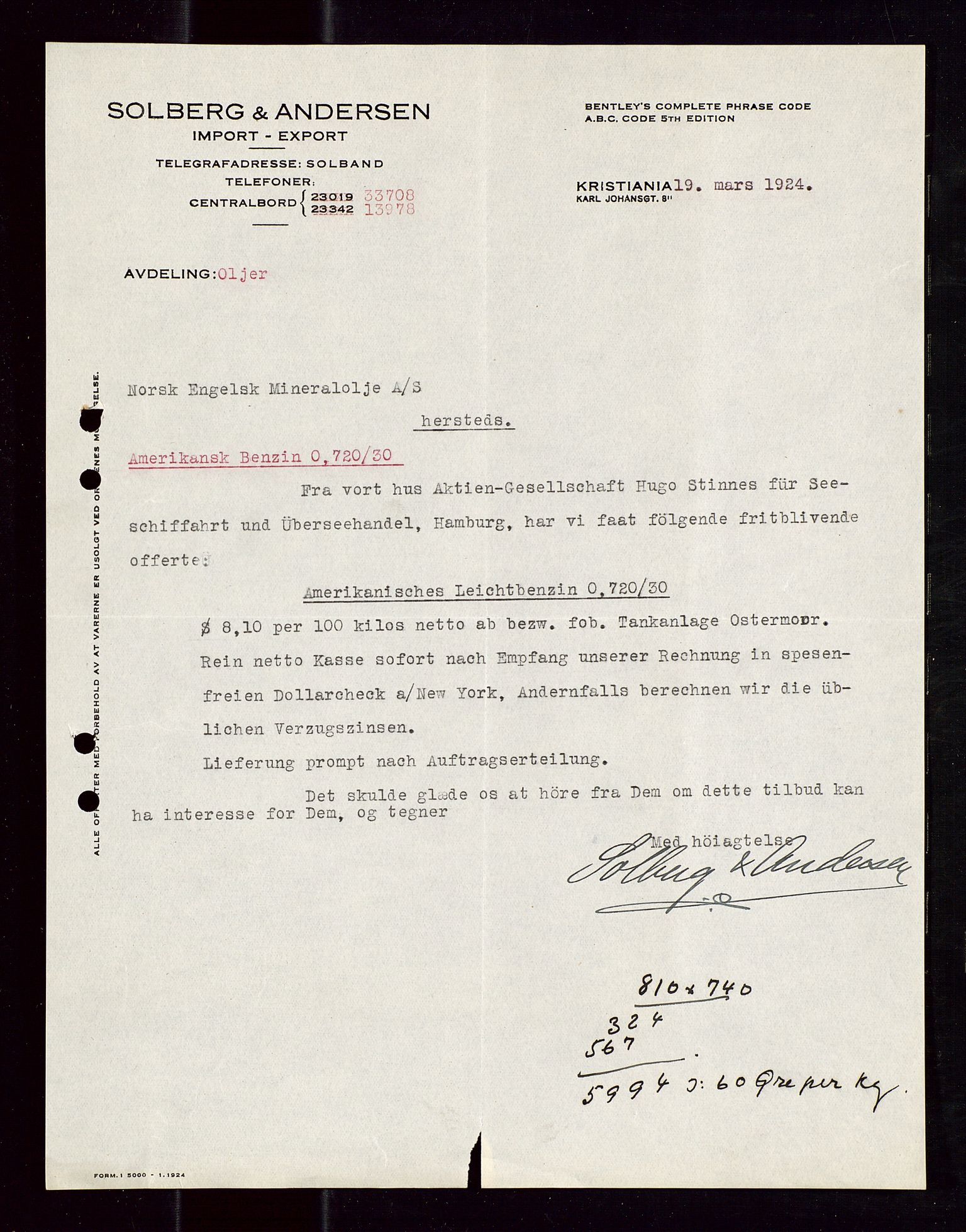 Pa 1521 - A/S Norske Shell, AV/SAST-A-101915/E/Ea/Eaa/L0013: Sjefskorrespondanse, 1924, s. 157