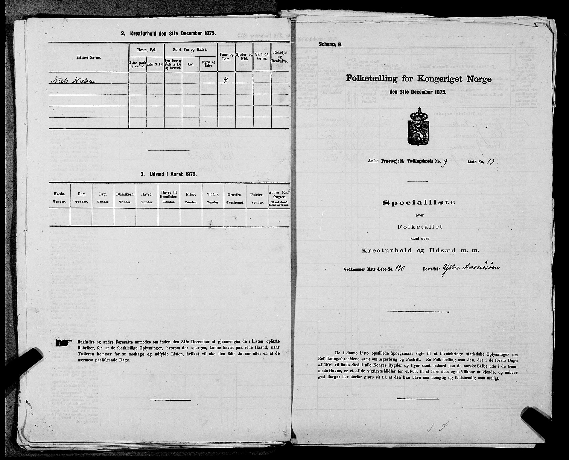 SAST, Folketelling 1875 for 1138P Jelsa prestegjeld, 1875, s. 835