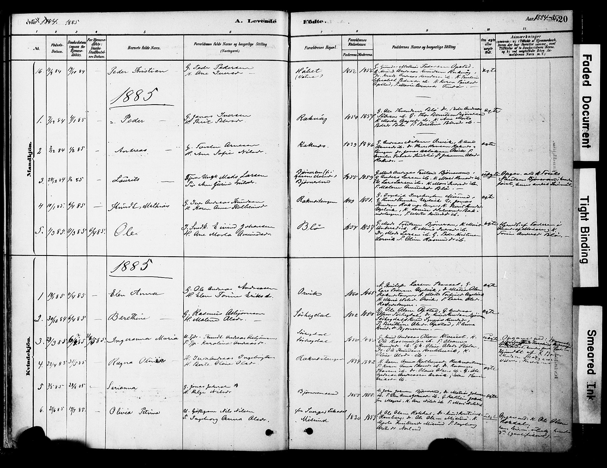 Ministerialprotokoller, klokkerbøker og fødselsregistre - Møre og Romsdal, AV/SAT-A-1454/563/L0736: Ministerialbok nr. 563A01, 1878-1903, s. 20