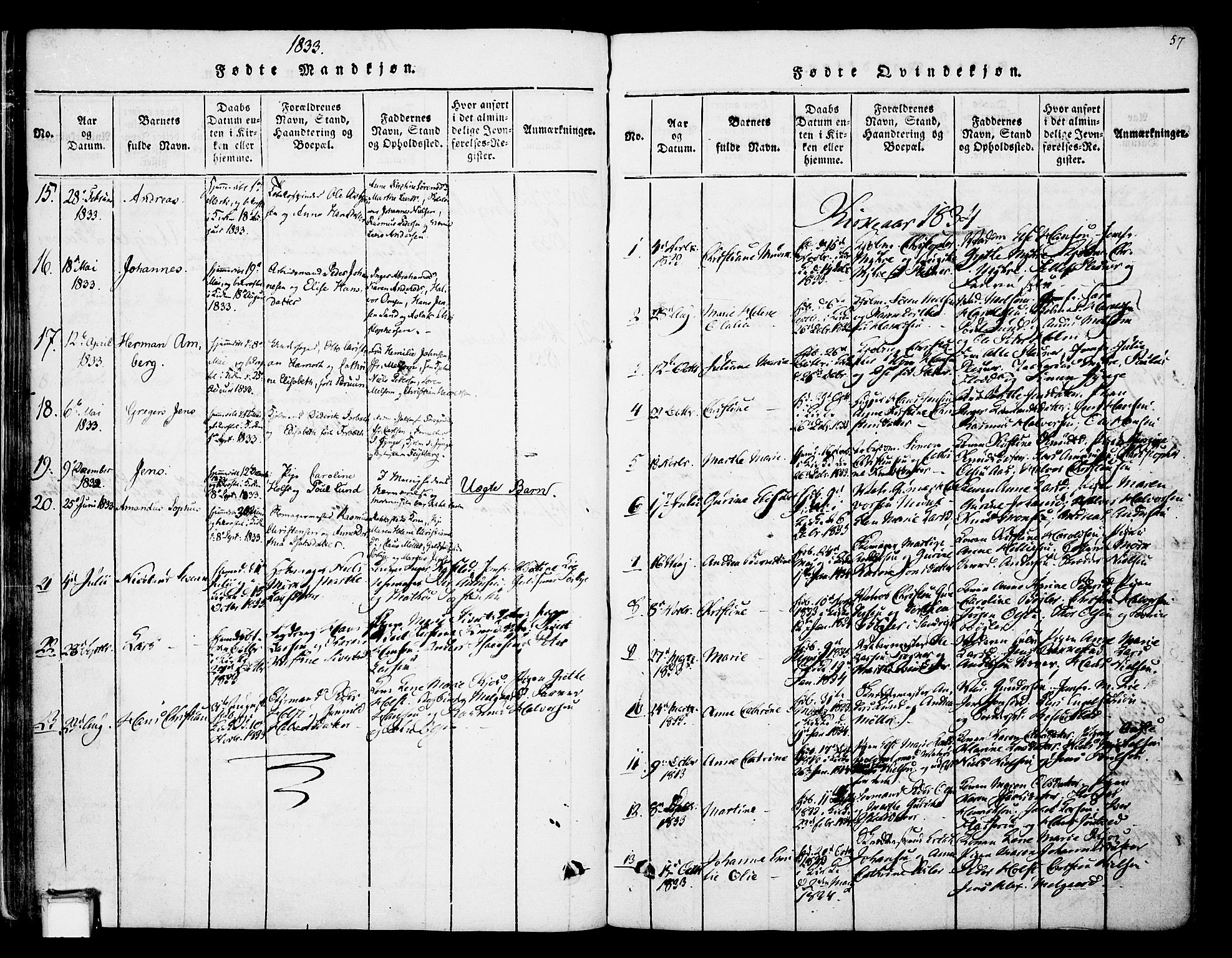 Skien kirkebøker, AV/SAKO-A-302/F/Fa/L0005: Ministerialbok nr. 5, 1814-1843, s. 57