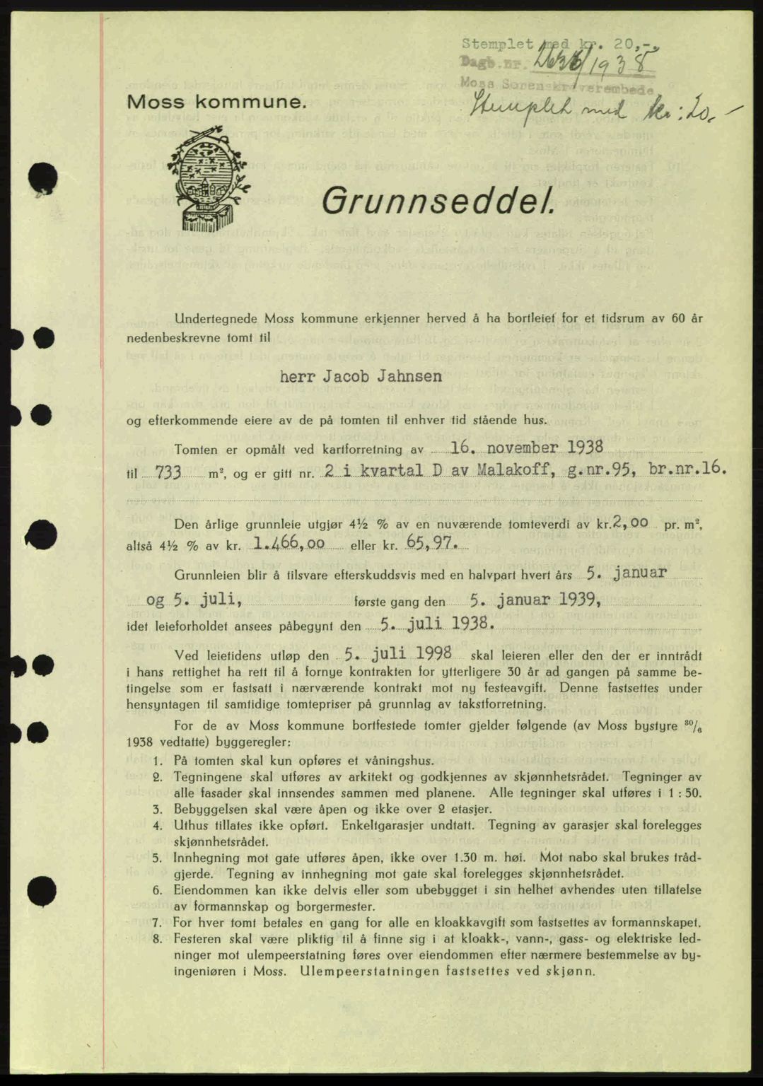 Moss sorenskriveri, SAO/A-10168: Pantebok nr. A5, 1938-1939, Dagboknr: 2636/1938