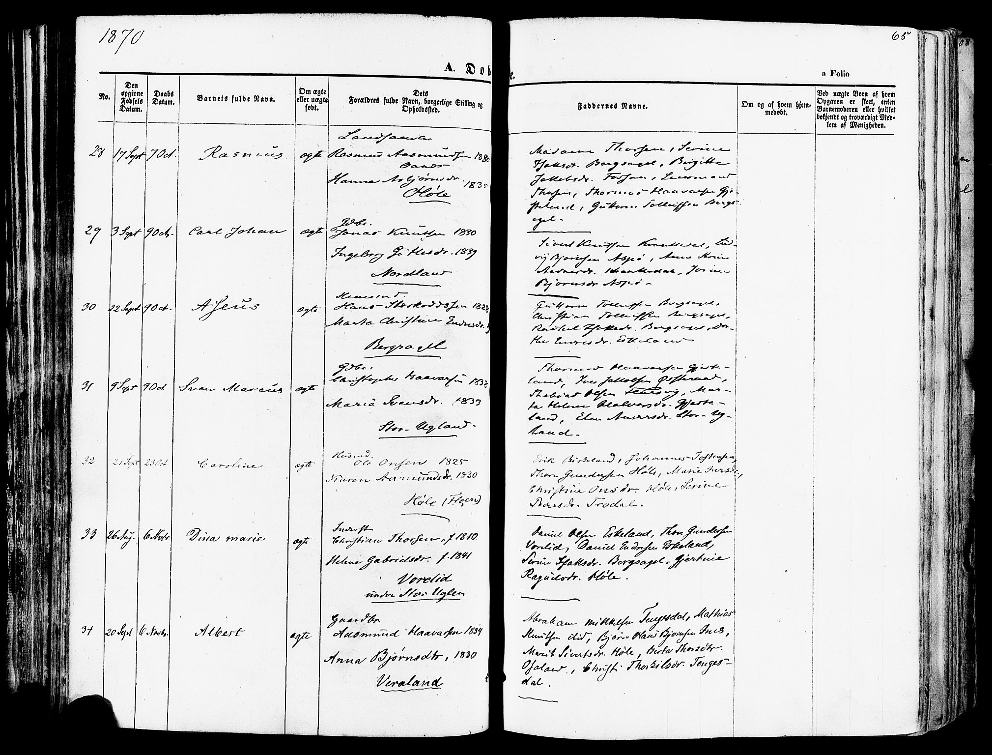 Høgsfjord sokneprestkontor, AV/SAST-A-101624/H/Ha/Haa/L0002: Ministerialbok nr. A 2, 1855-1885, s. 65