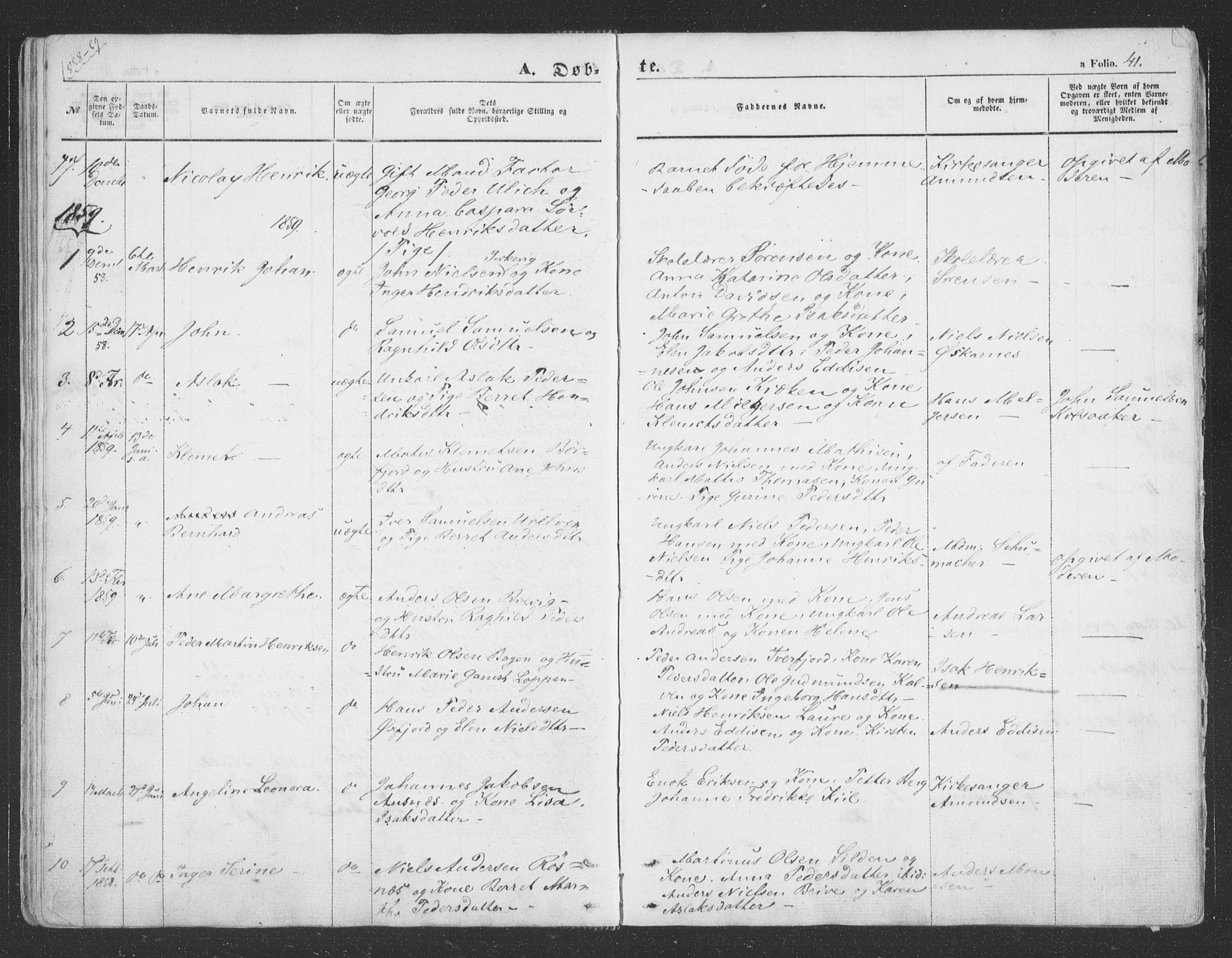 Loppa sokneprestkontor, SATØ/S-1339/H/Ha/L0004kirke: Ministerialbok nr. 4, 1849-1868, s. 41