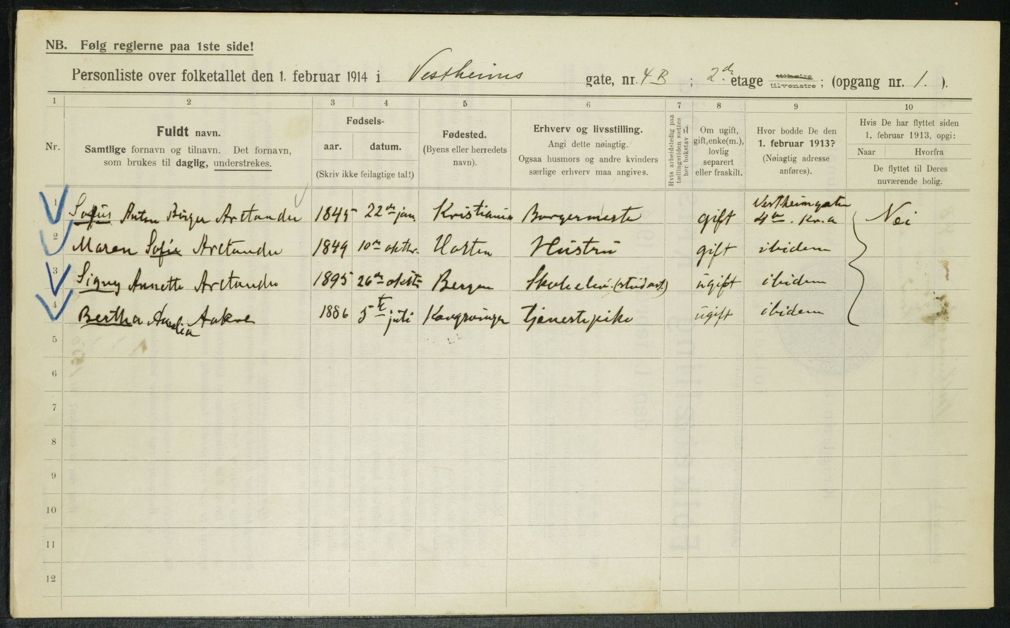 OBA, Kommunal folketelling 1.2.1914 for Kristiania, 1914, s. 123517