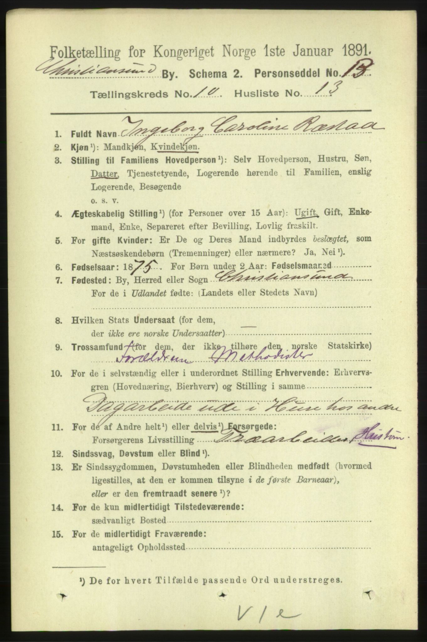 RA, Folketelling 1891 for 1503 Kristiansund kjøpstad, 1891, s. 8377